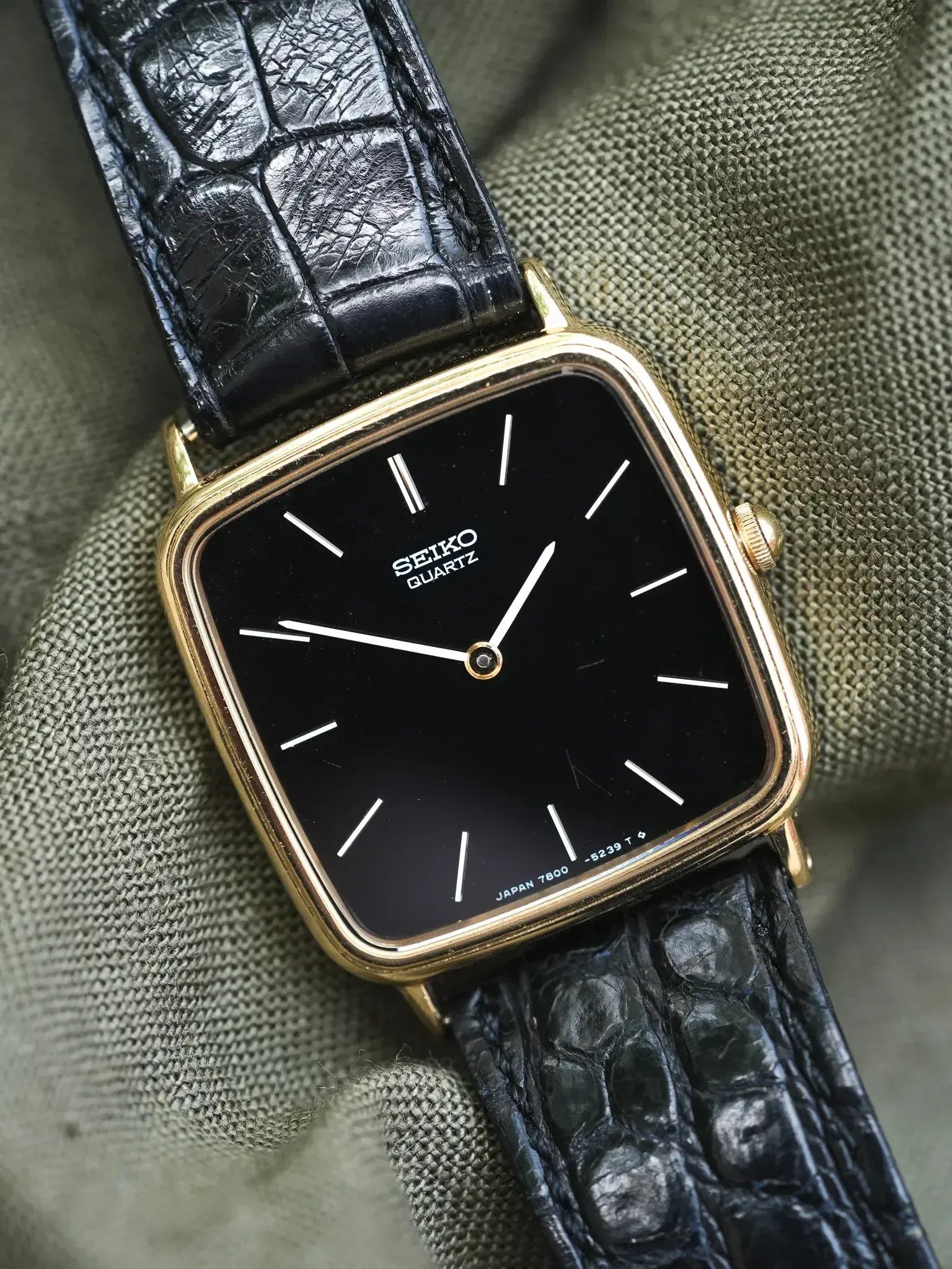 Seiko - Tank Black Square White Index - 1979