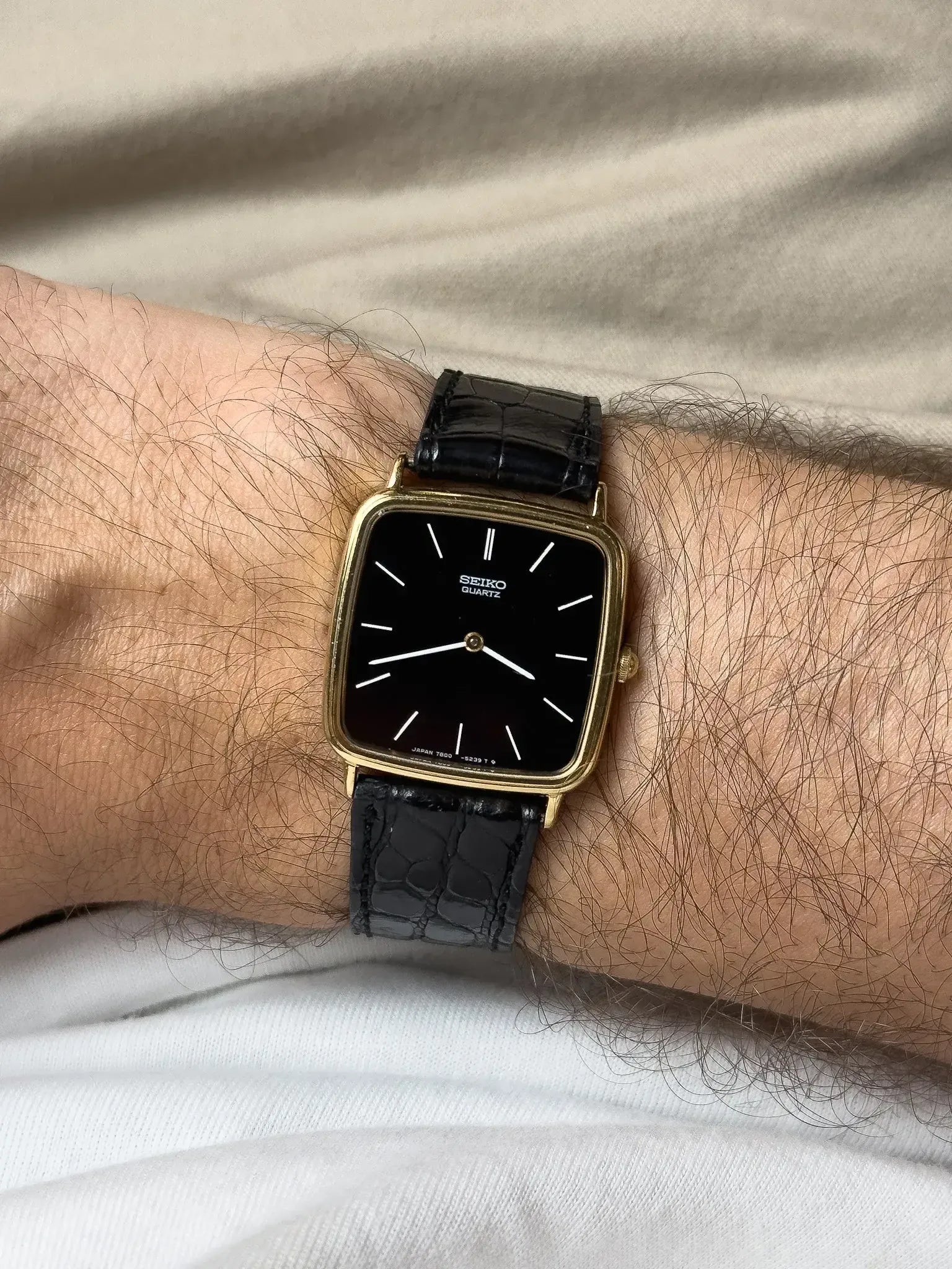 Seiko - Tank Black Square White Index - 1979