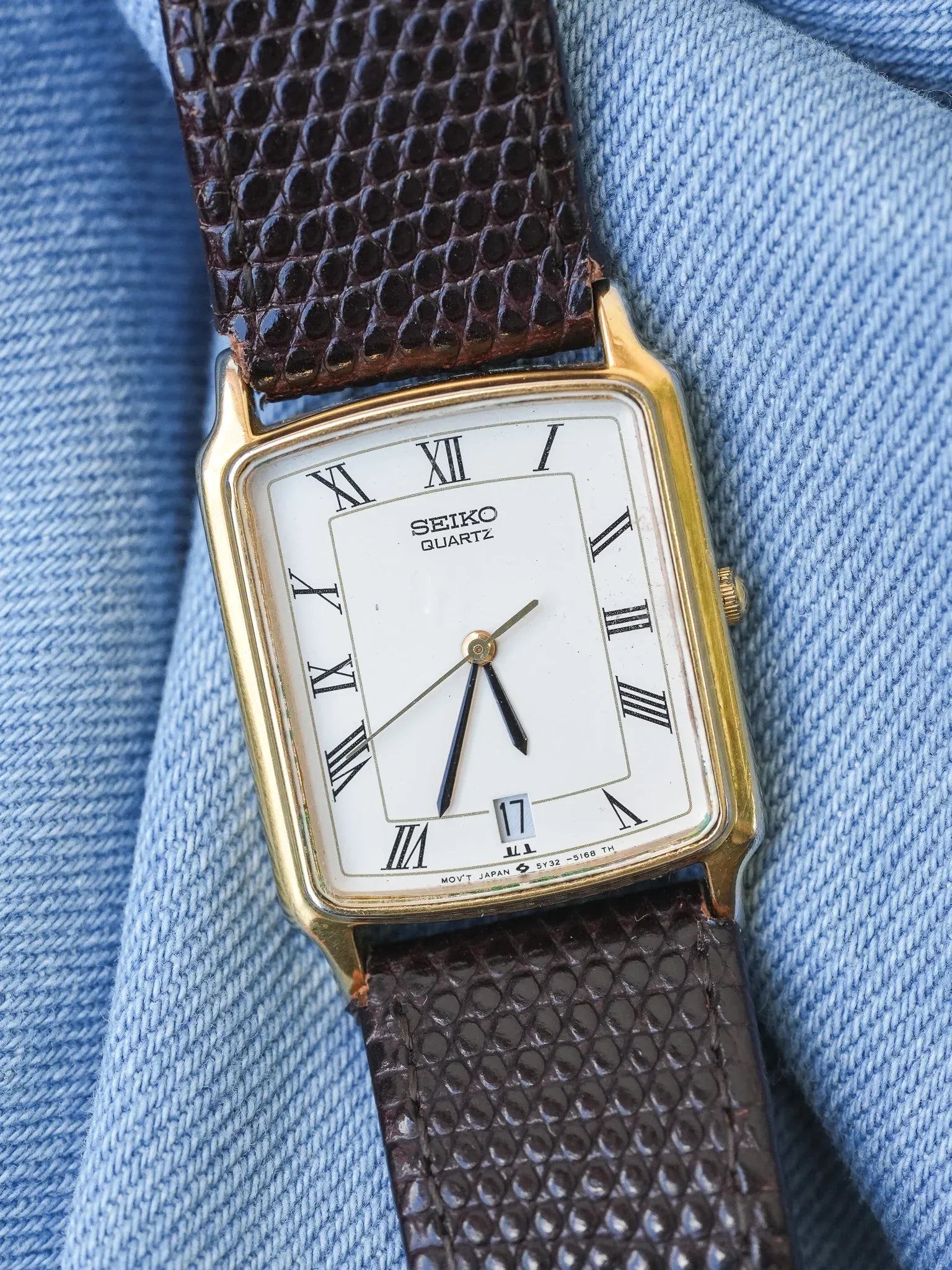 Seiko - Tank Romain Plaqué or Date 6H - 1989 - Atelier Victor - Vintage  Shop