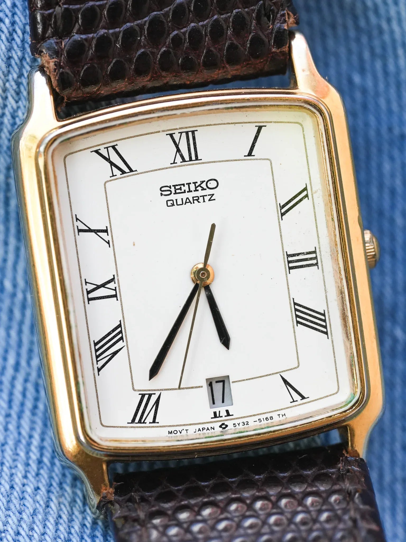 Seiko - Tank Romain Plaqué or Date 6H - 1989 - Atelier Victor - Vintage  Shop