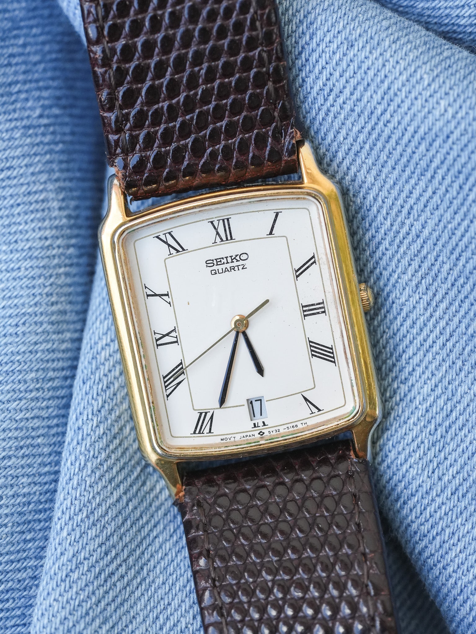 Seiko - Tank Romain Plaqué or Date 6H - 1989 - Atelier Victor - Vintage  Shop