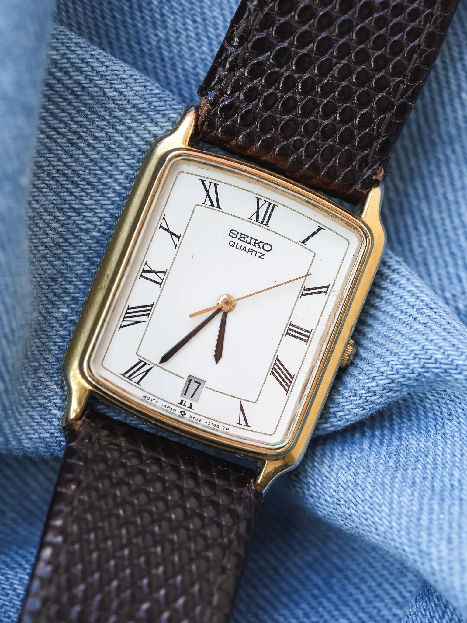 Seiko - Tank Romain Plaqué or Date 6H - 1989 - Atelier Victor - Vintage  Shop
