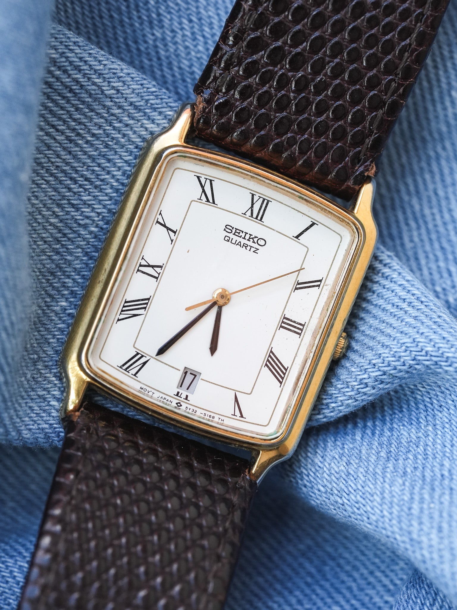Seiko - Tank Romain Plaqué or Date 6H - 1989 - Atelier Victor - Vintage Watch Shop