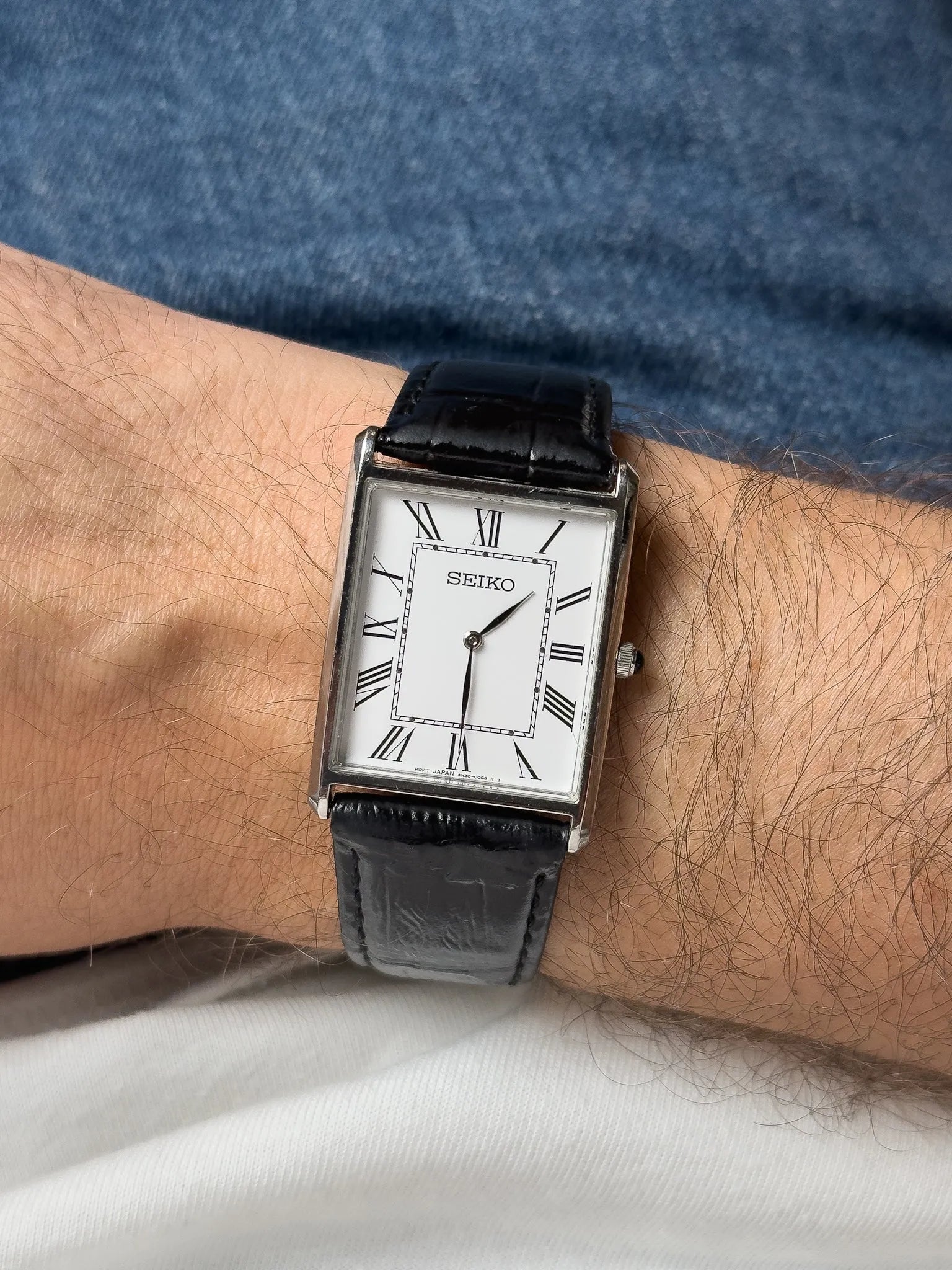 Seiko - Tank XL Acier Chiffres Romains Cabochon - 2002 - Atelier Victor