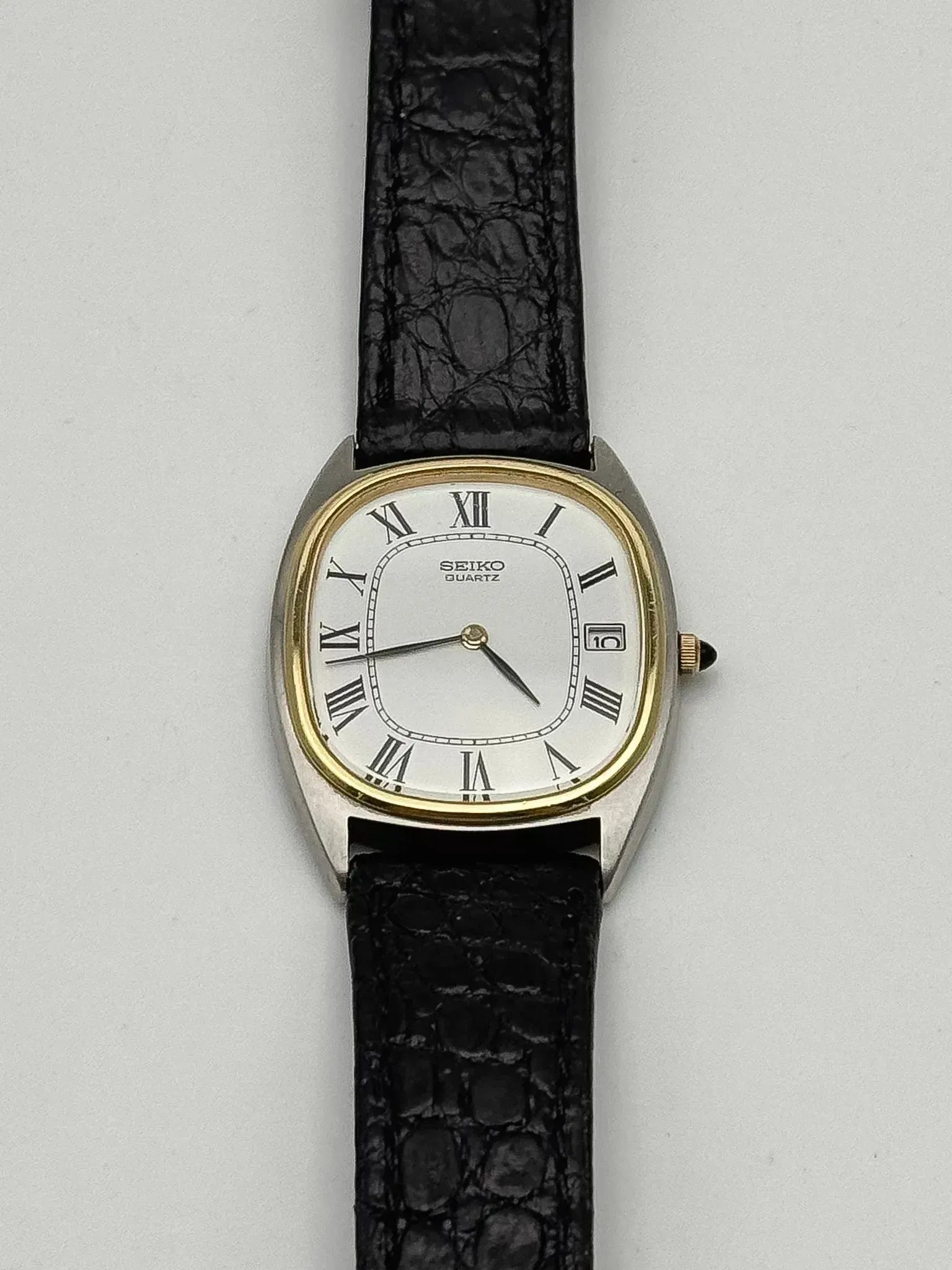 Seiko - Tonneau Acier Or Romain Cabochon - 1980s - Atelier Victor