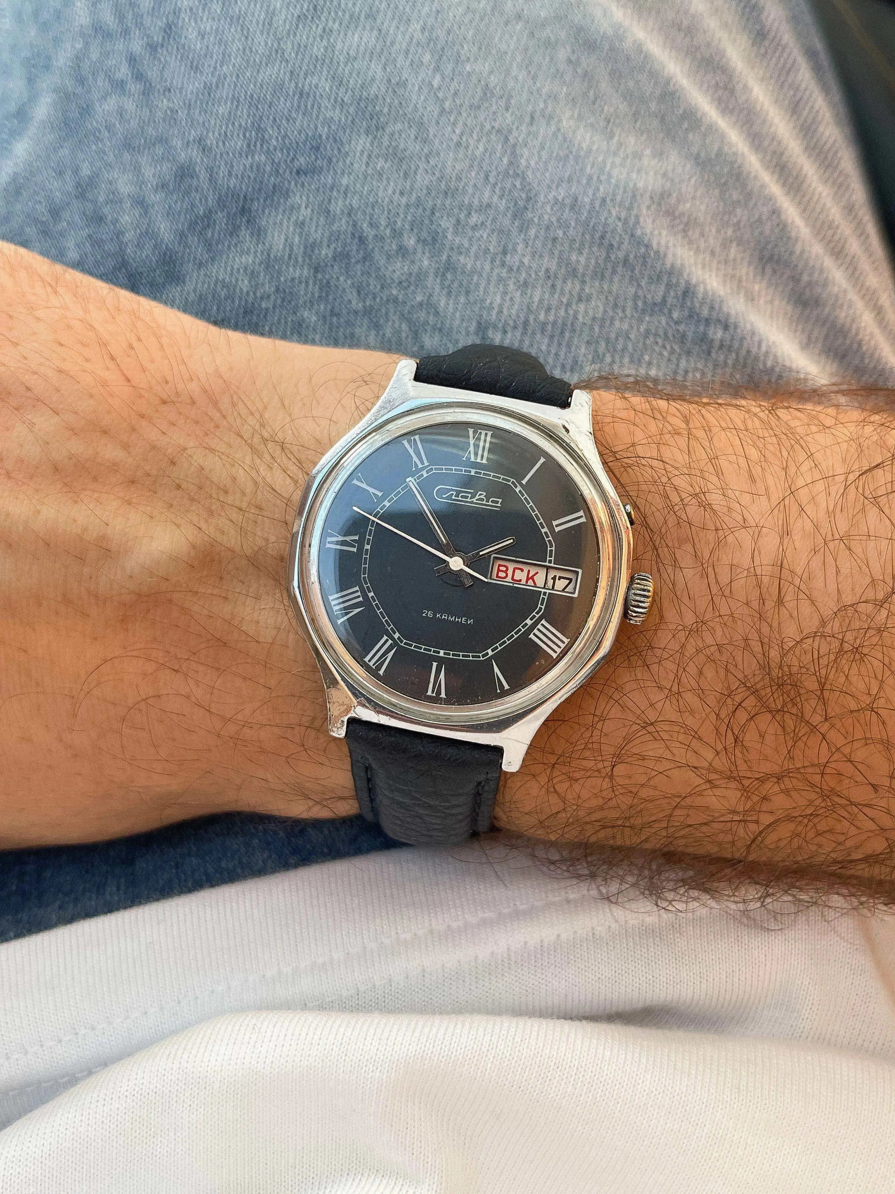 Slava - Blue Octagon - 1970s - Atelier Victor Paris - Vintage Watch Shop Dubai