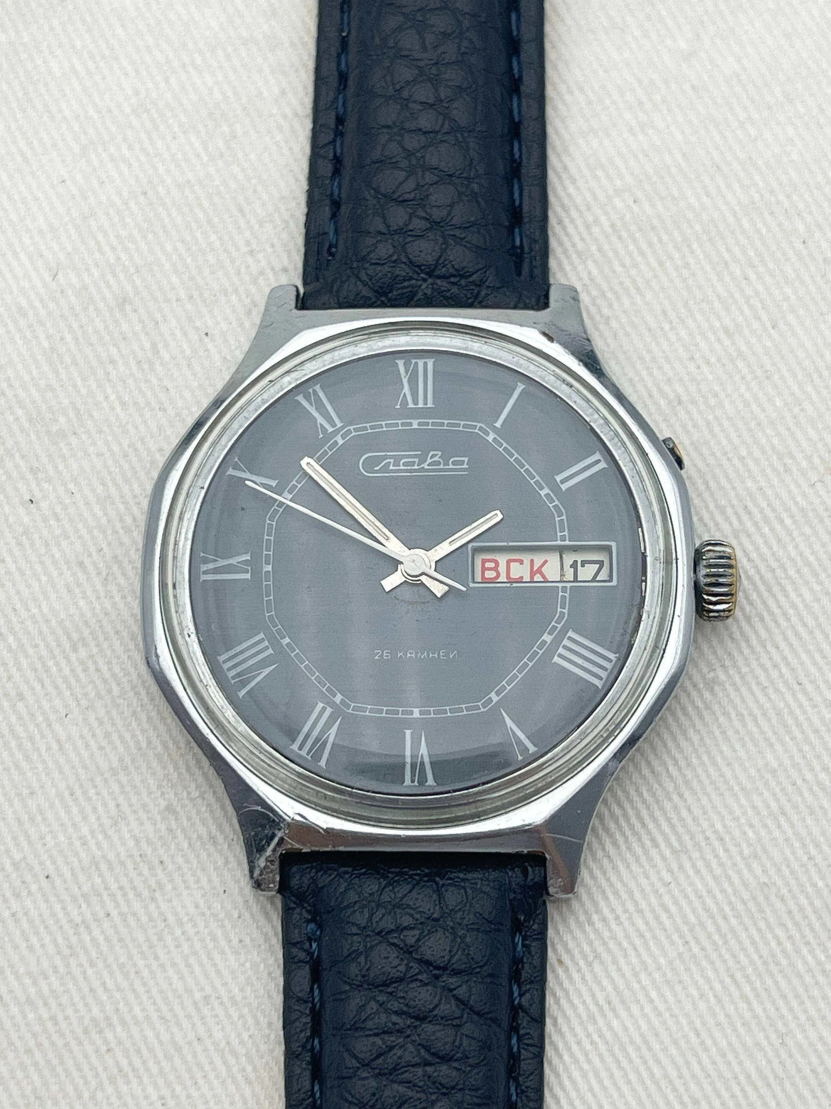 Slava - Blue Octagon - 1970s - Atelier Victor Paris - Vintage Watch Shop Dubai