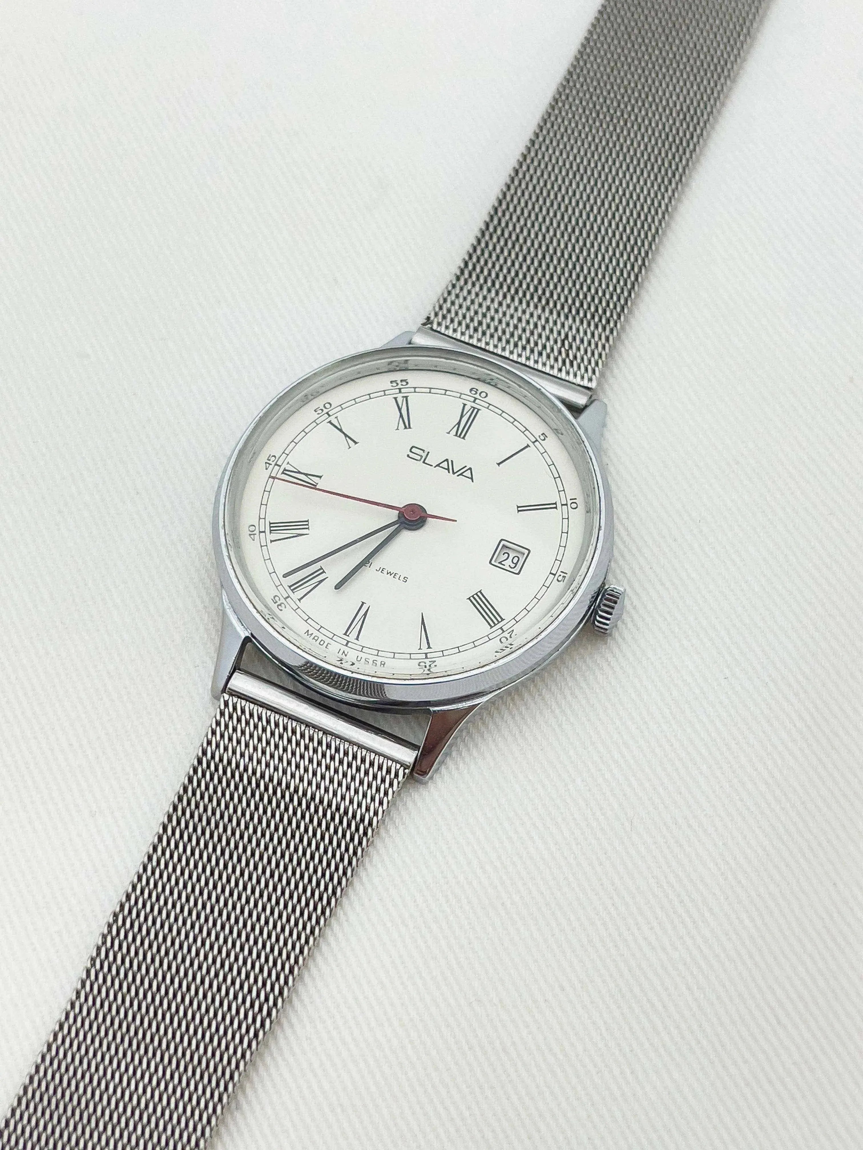 Slava - Index Romain Acier - 1980s - Atelier Victor Paris - Vintage Watch Shop Dubai