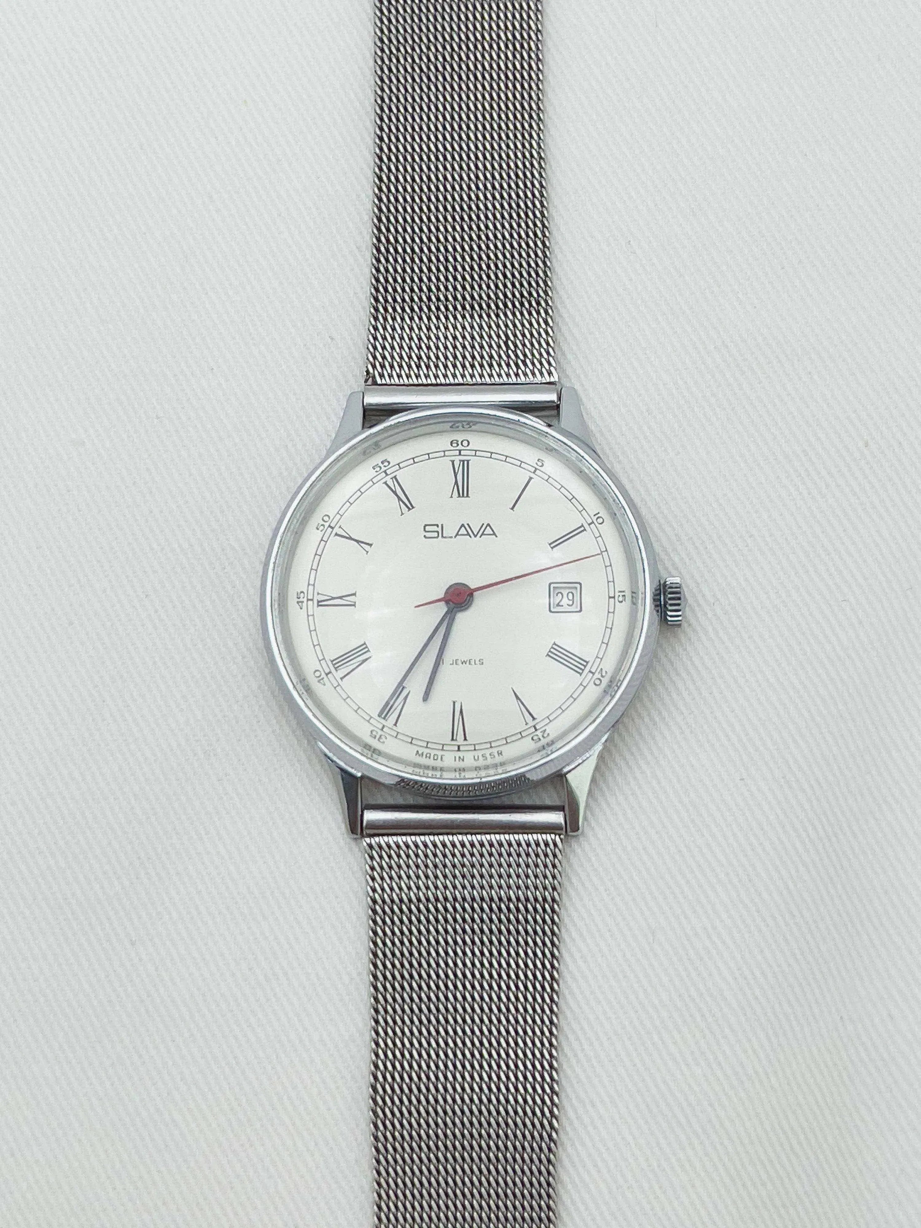 Slava - Index Romain Acier - 1980s - Atelier Victor Paris - Vintage Watch Shop Dubai