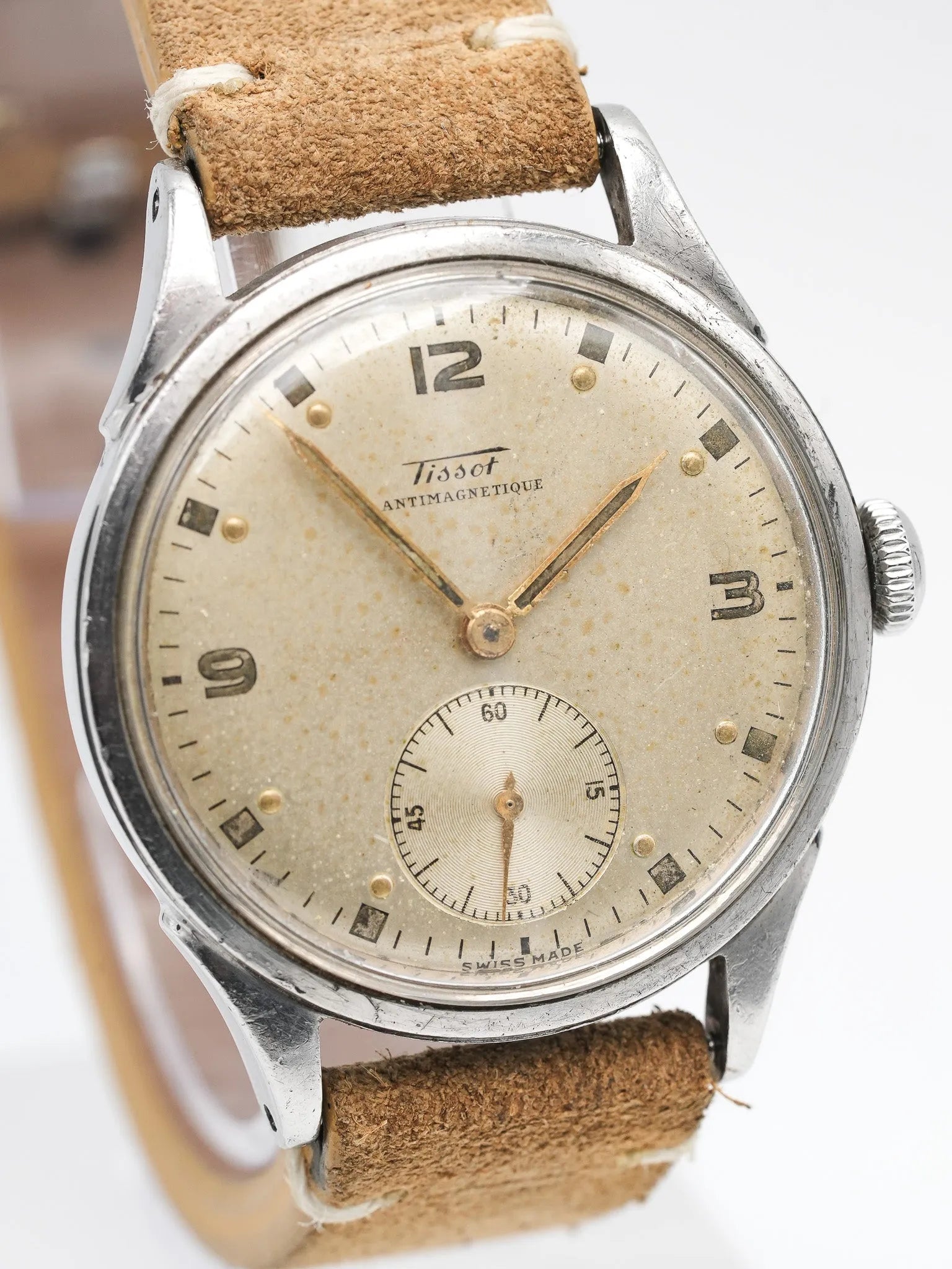 Tissot - Antimagnétique Acier Patine Crème Petite-seconde - 1950s - Atelier Victor Paris - Vintage Watch Shop Dubai