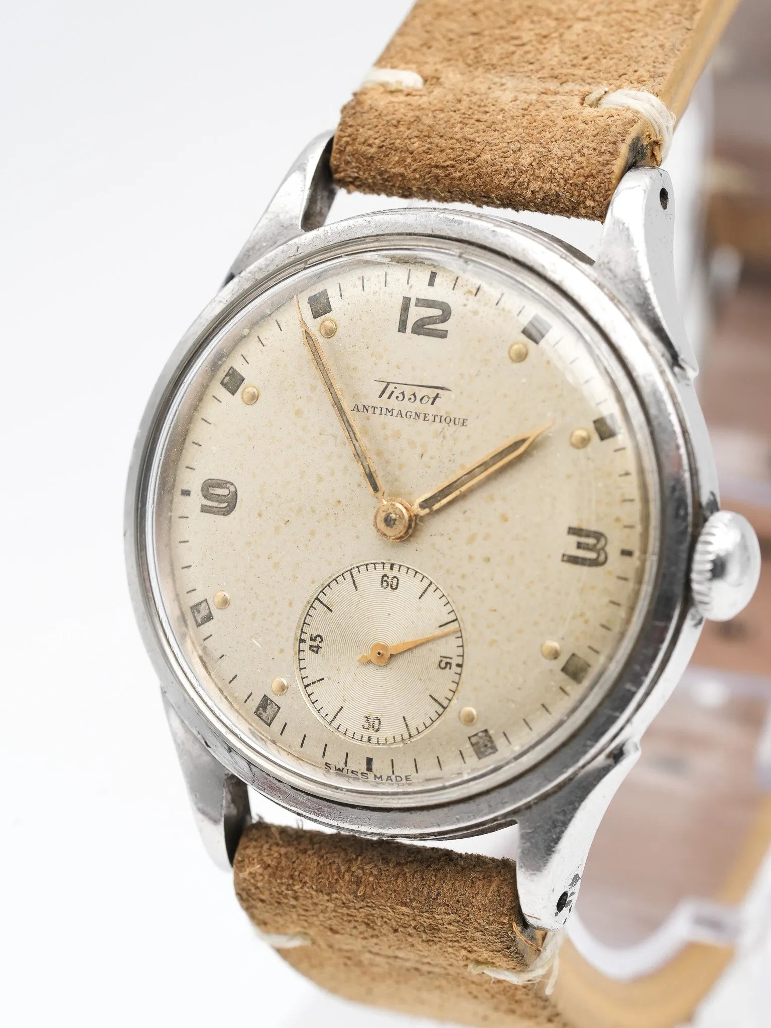 Tissot - Antimagnétique Acier Patine Crème Petite-seconde - 1950s - Atelier Victor Paris - Vintage Watch Shop Dubai