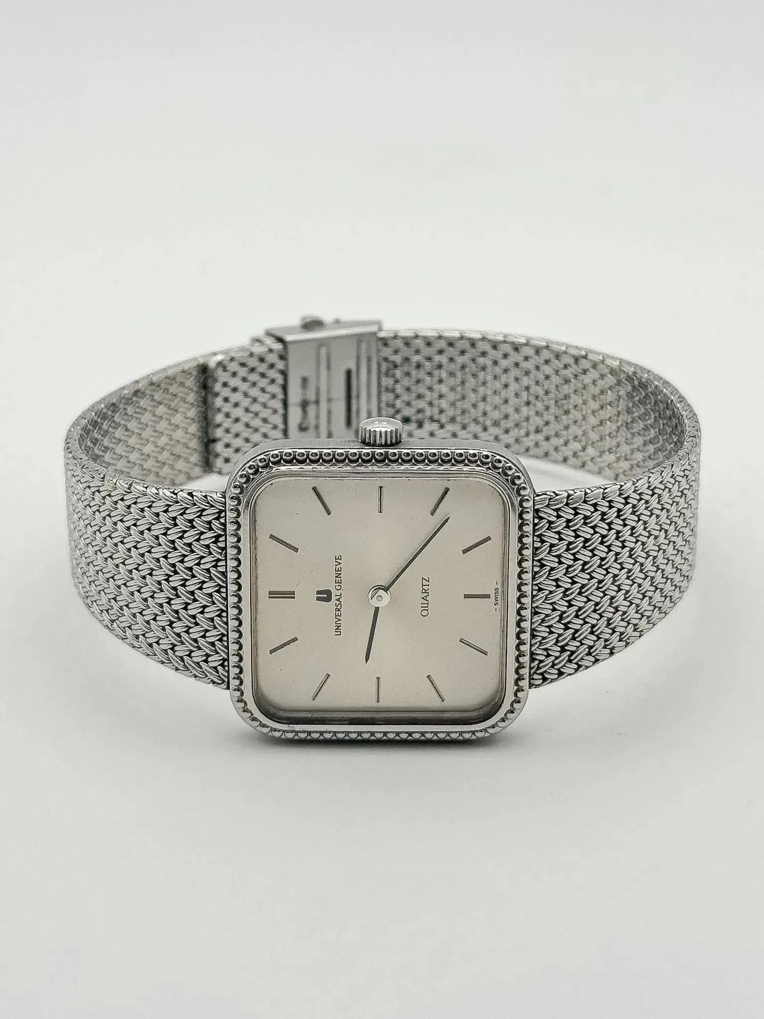 Universal Genève - Bracelet intégré Maille milanaise acier - 1980s - Atelier Victor