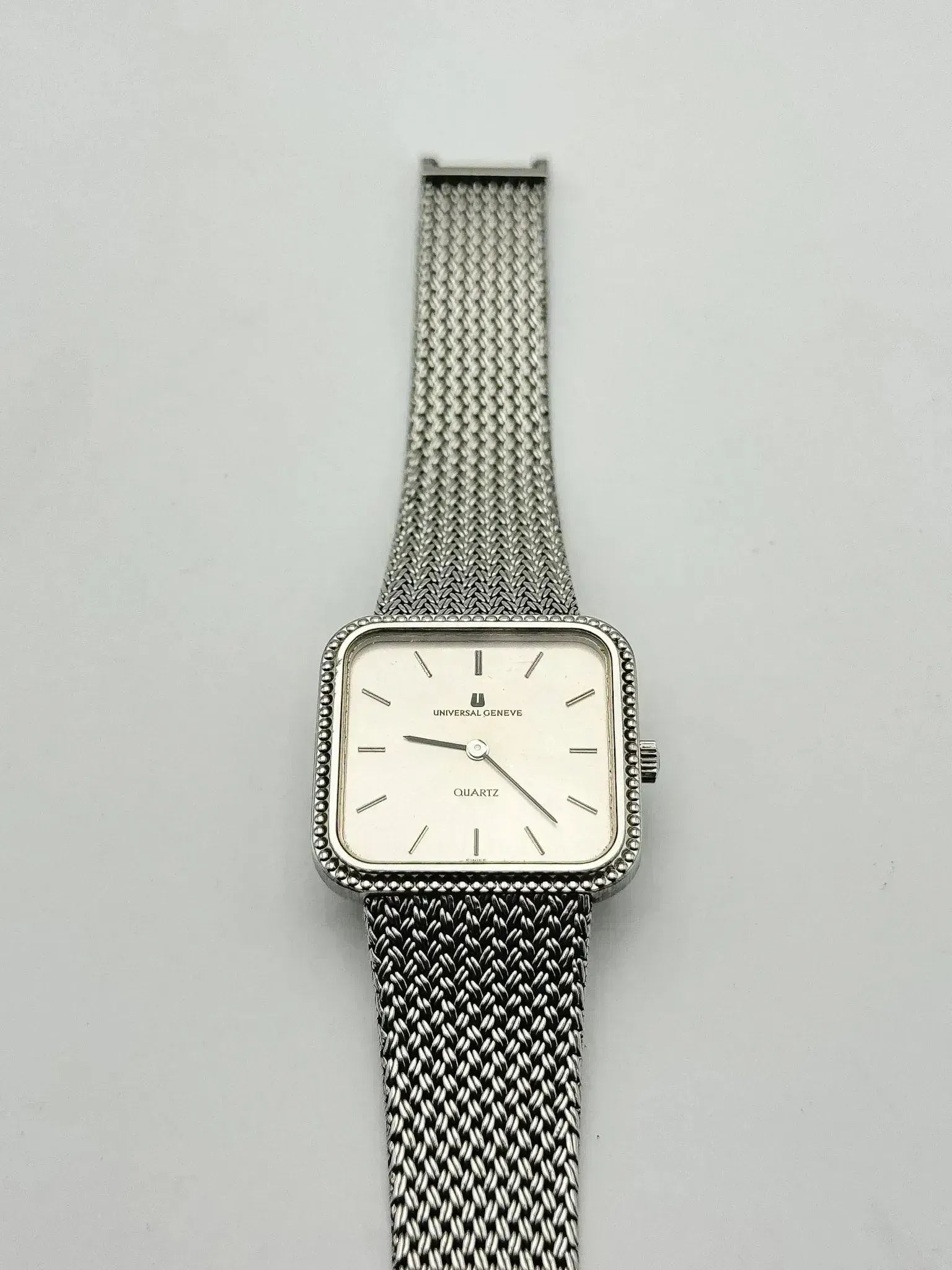 Universal Genève - Bracelet intégré Maille milanaise acier - 1980s - Atelier Victor