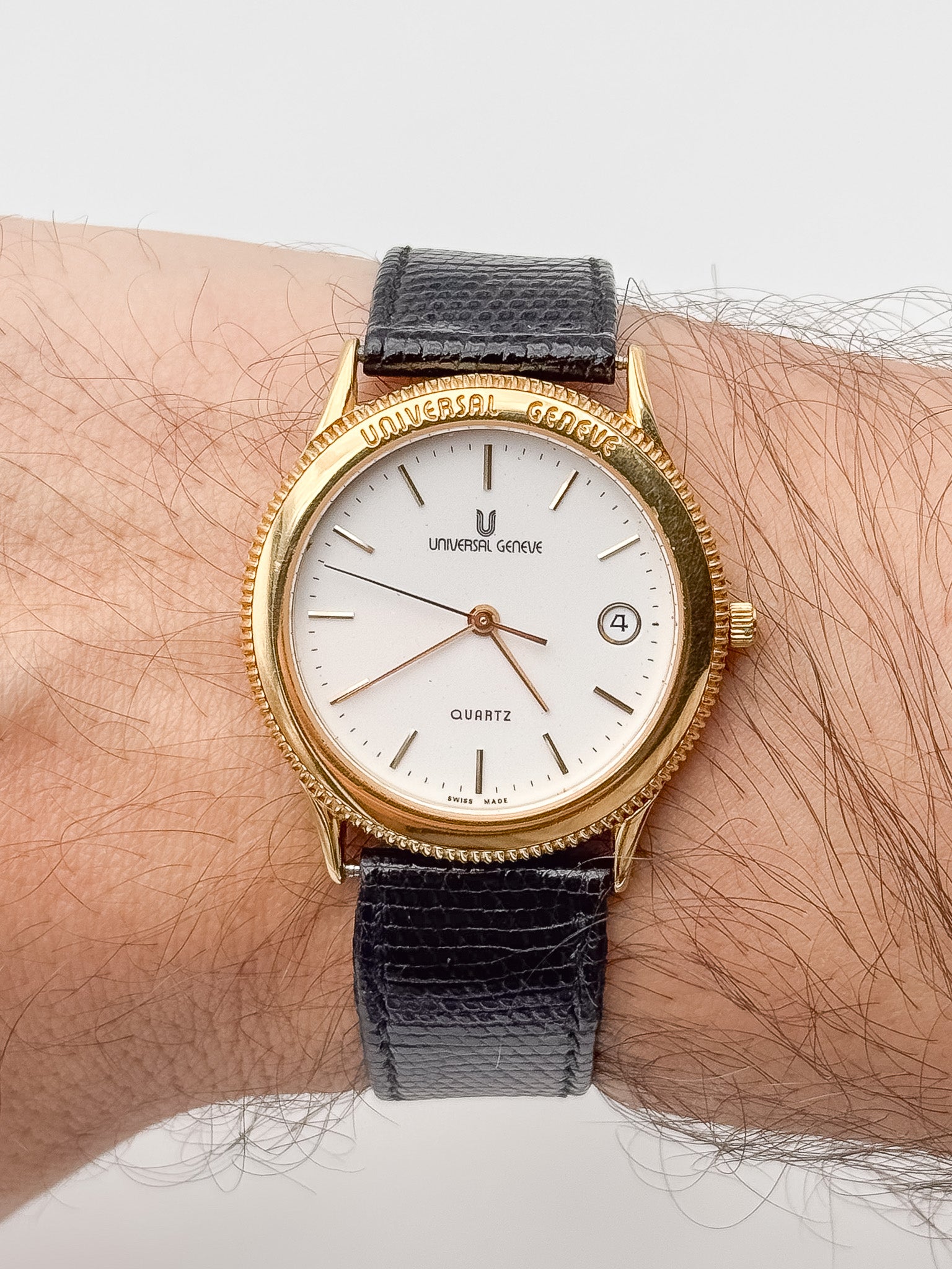 Universal Genève - Cadran Blanc plaqué or - NOS - FULL SET - 1993 - Atelier Victor Paris - Vintage Watch Shop Dubai