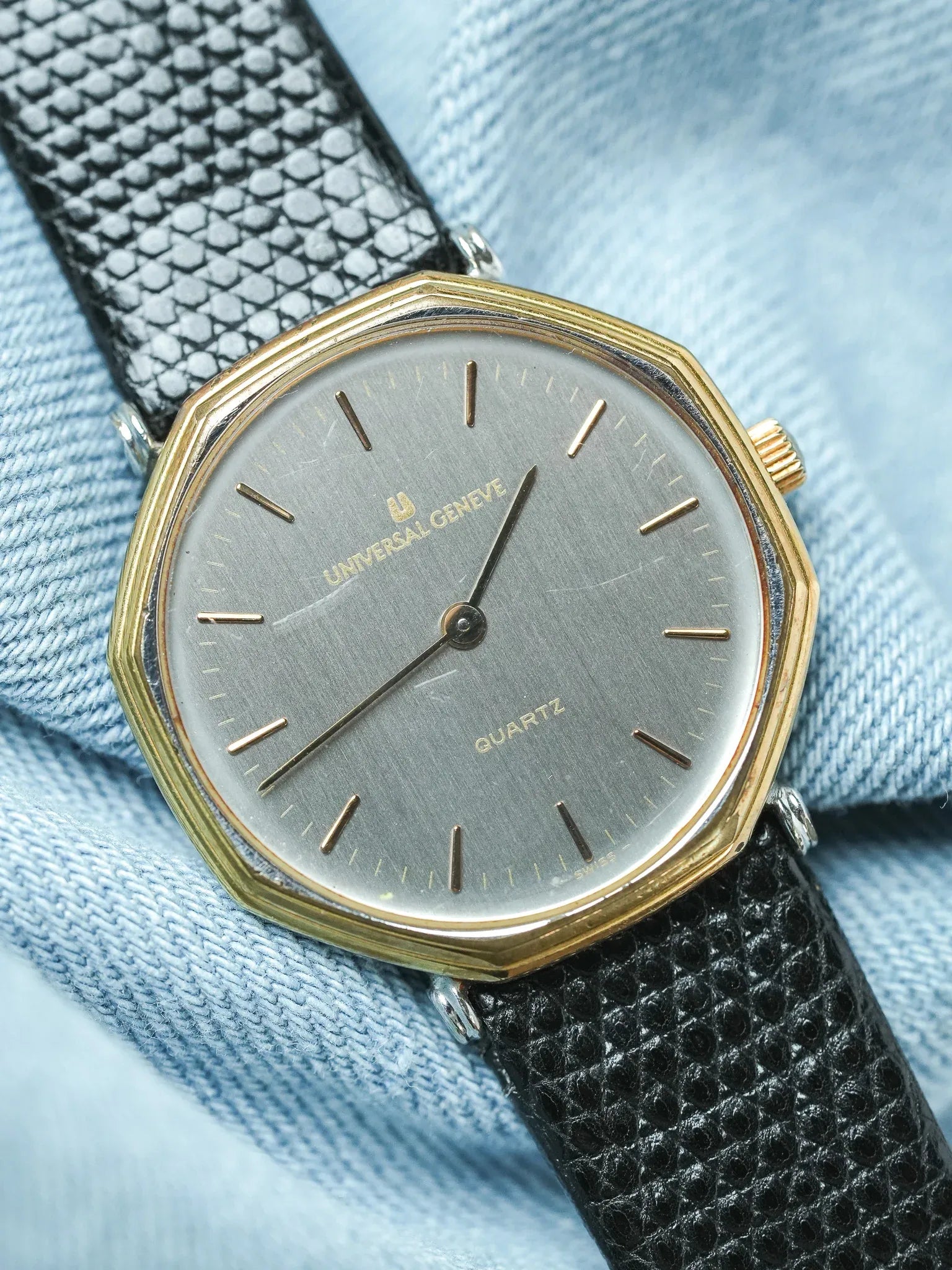 Universal Genève - Octogonale Extra Plate Acier or - 1980s - Atelier Victor