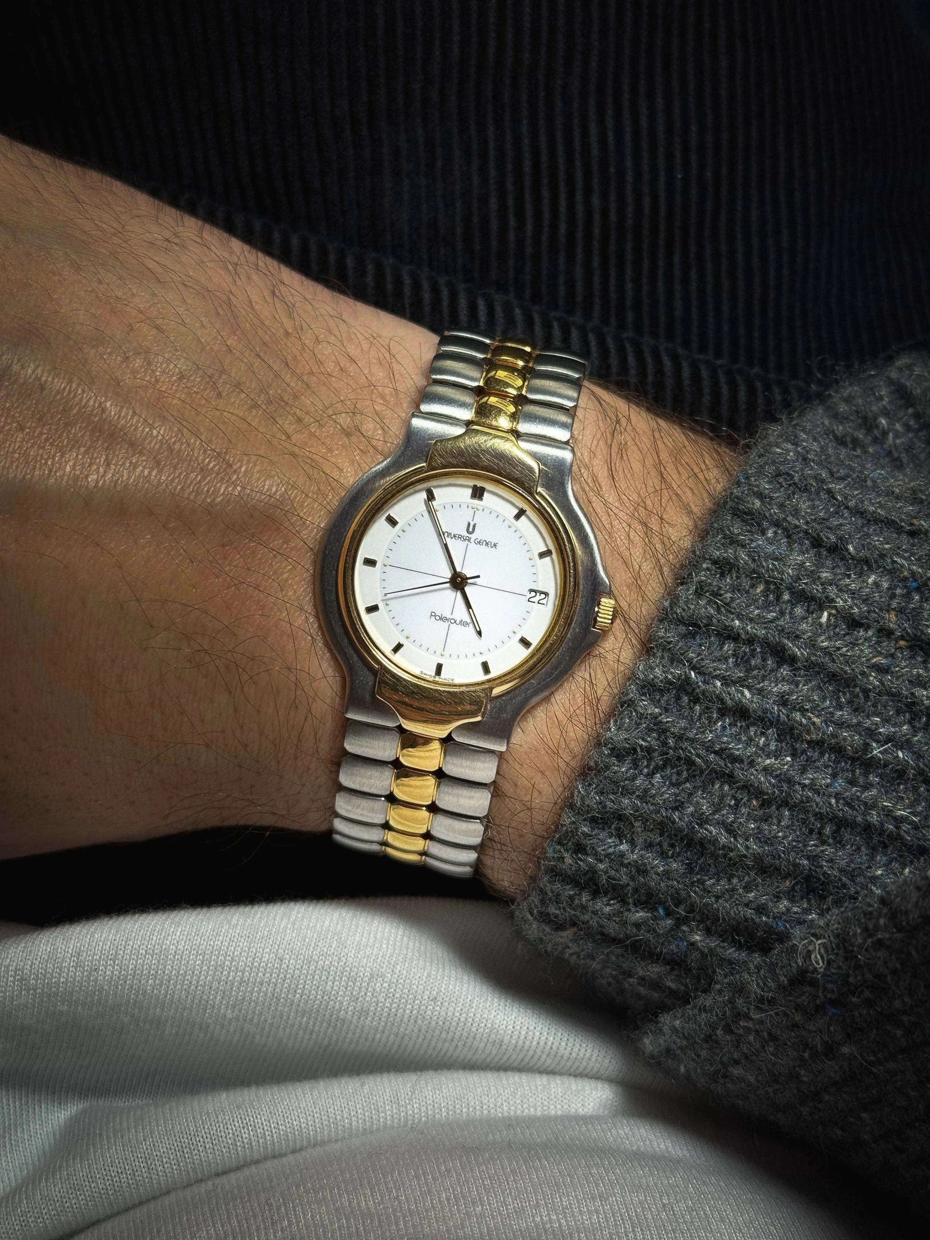 Universal Genève - Polerouter Gold & Steal Quartz - 1980s - Atelier Victor Paris - Vintage Watch Shop Dubai