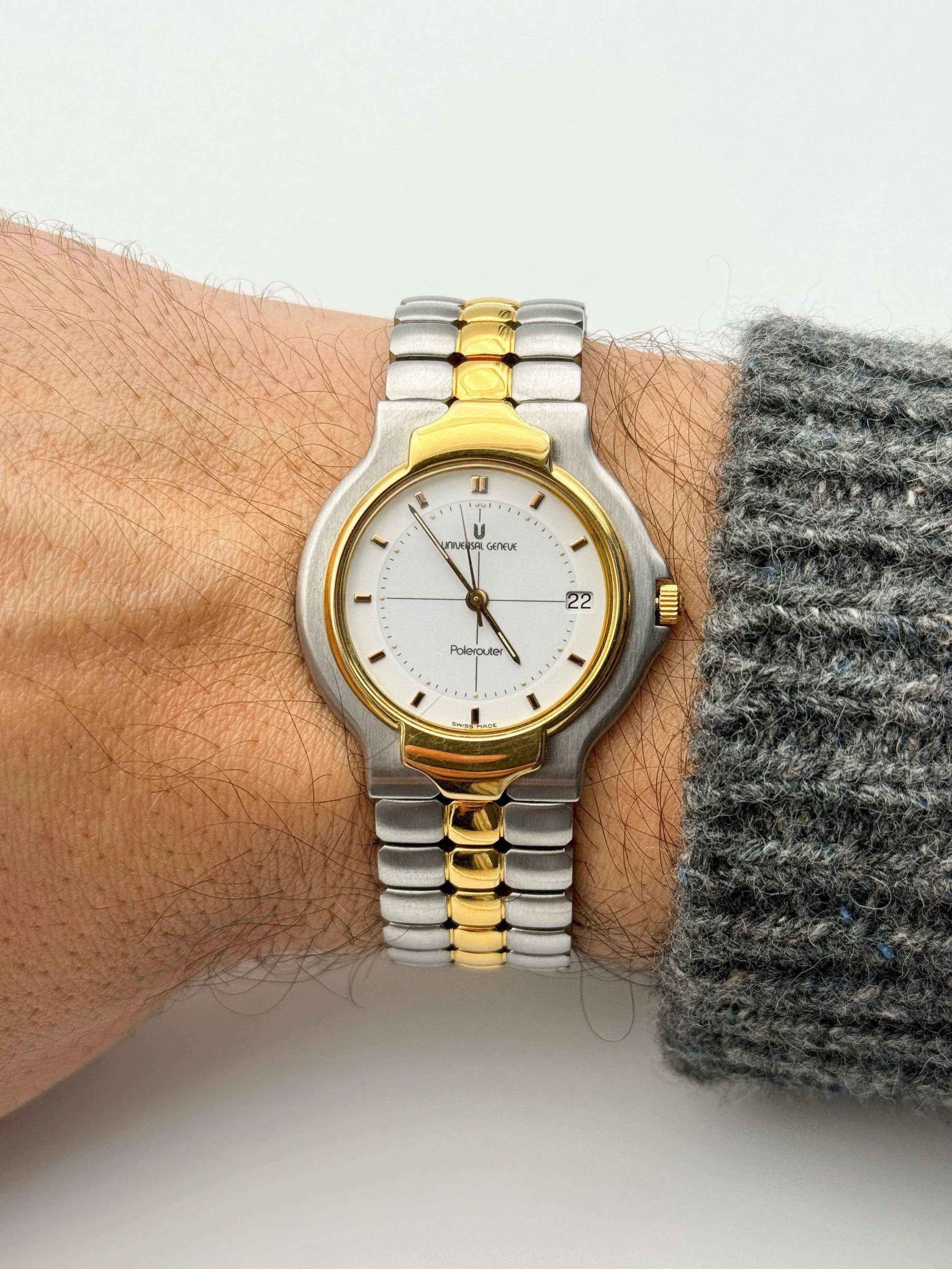 Universal Genève - Polerouter Gold & Steal Quartz - 1980s - Atelier Victor Paris - Vintage Watch Shop Dubai