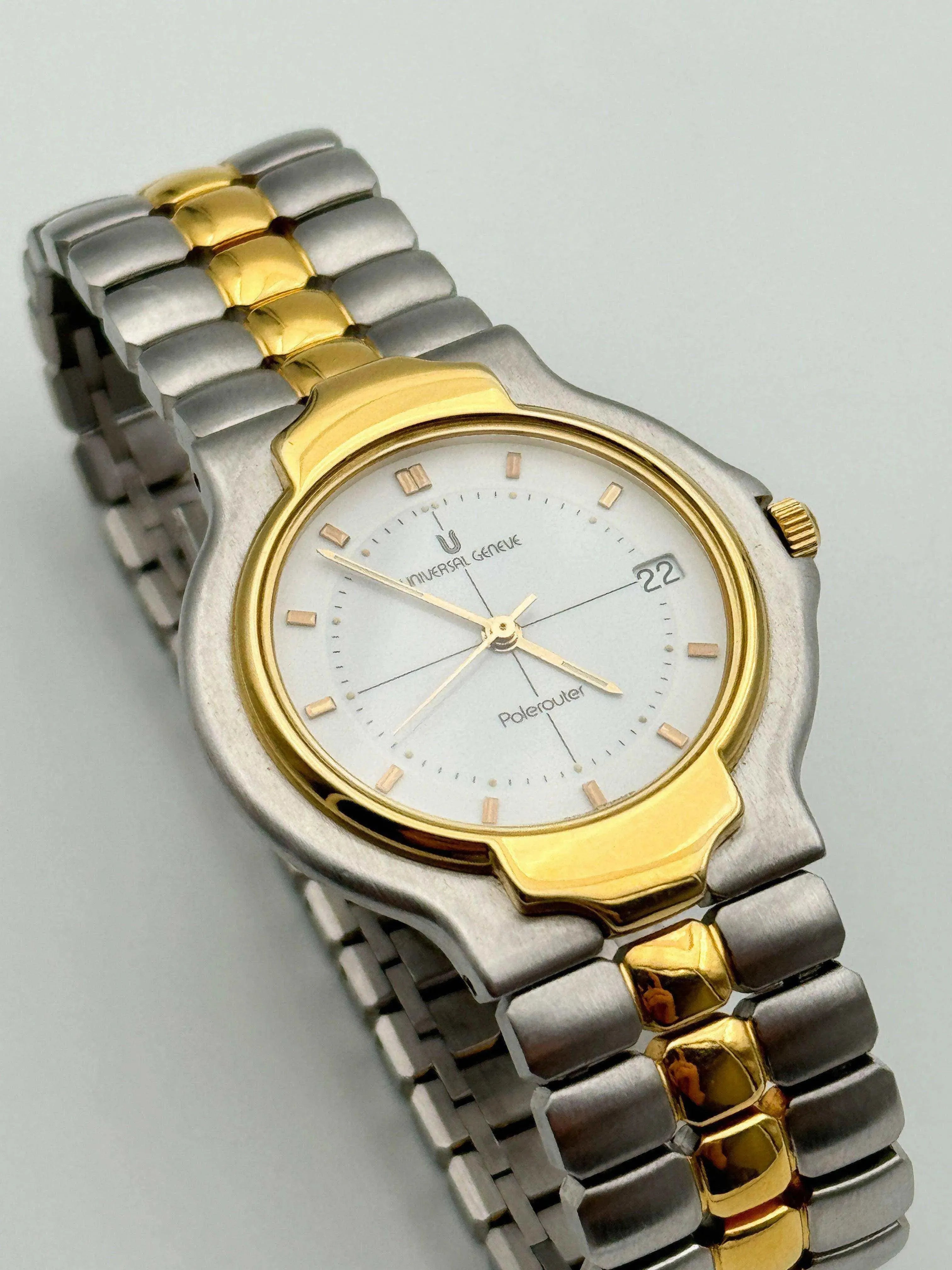 Universal Genève - Polerouter Gold & Steal Quartz - 1980s - Atelier Victor Paris - Vintage Watch Shop Dubai