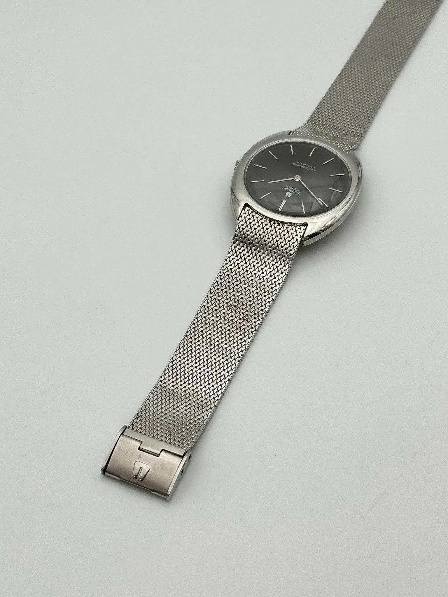Universal Genève - White Shadow Black Full Steel - 1960s - Atelier Victor Paris - Vintage Watch Shop Dubai