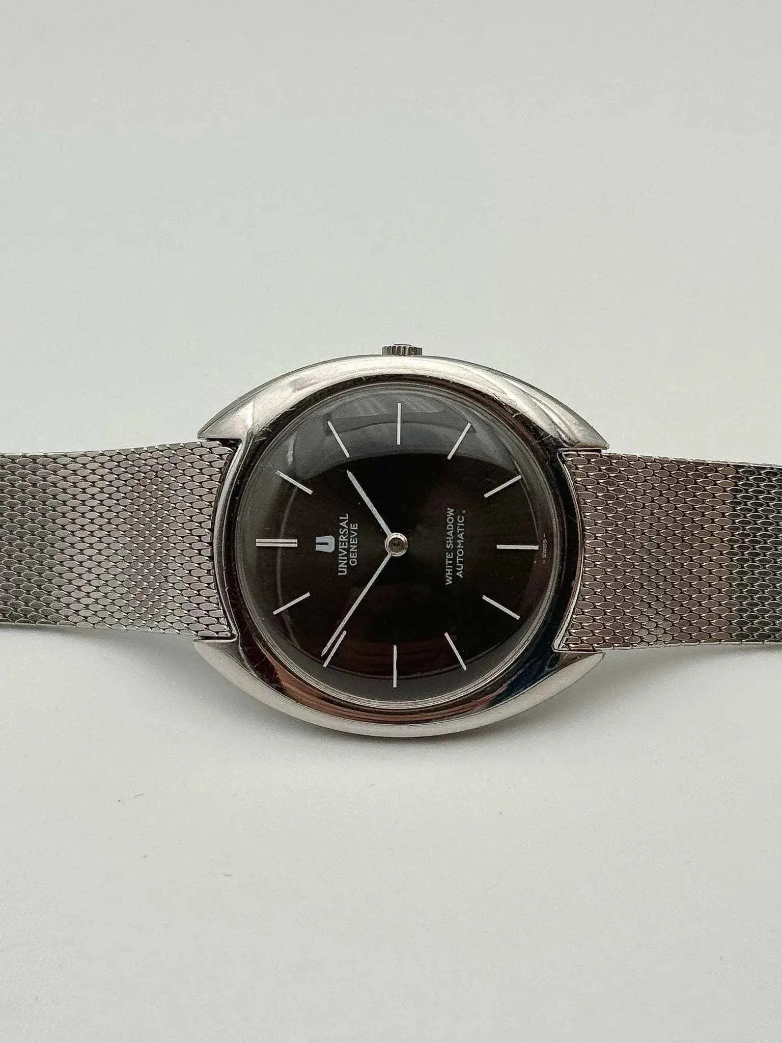Universal Genève - White Shadow Black Full Steel - 1960s - Atelier Victor - Vintage  Shop