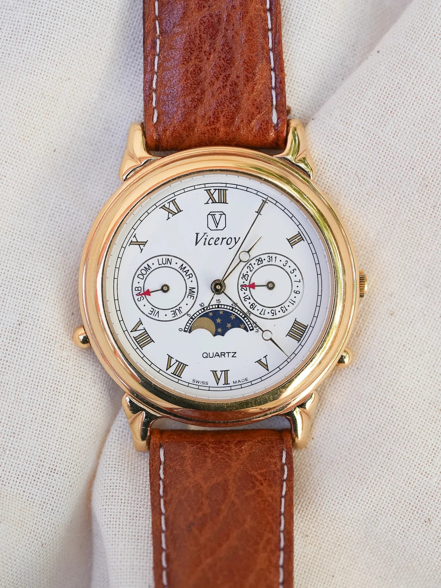 Viceroy - Triple Calendar Phase de lune Plaqué or - 1990s - Atelier Victor