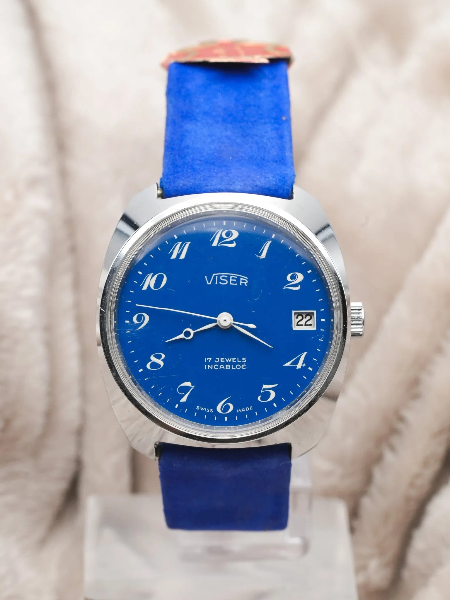 Viser - Incabloc Bleu Blanc Date - 1980s - Atelier Victor Paris - Vintage Watch Shop Dubai