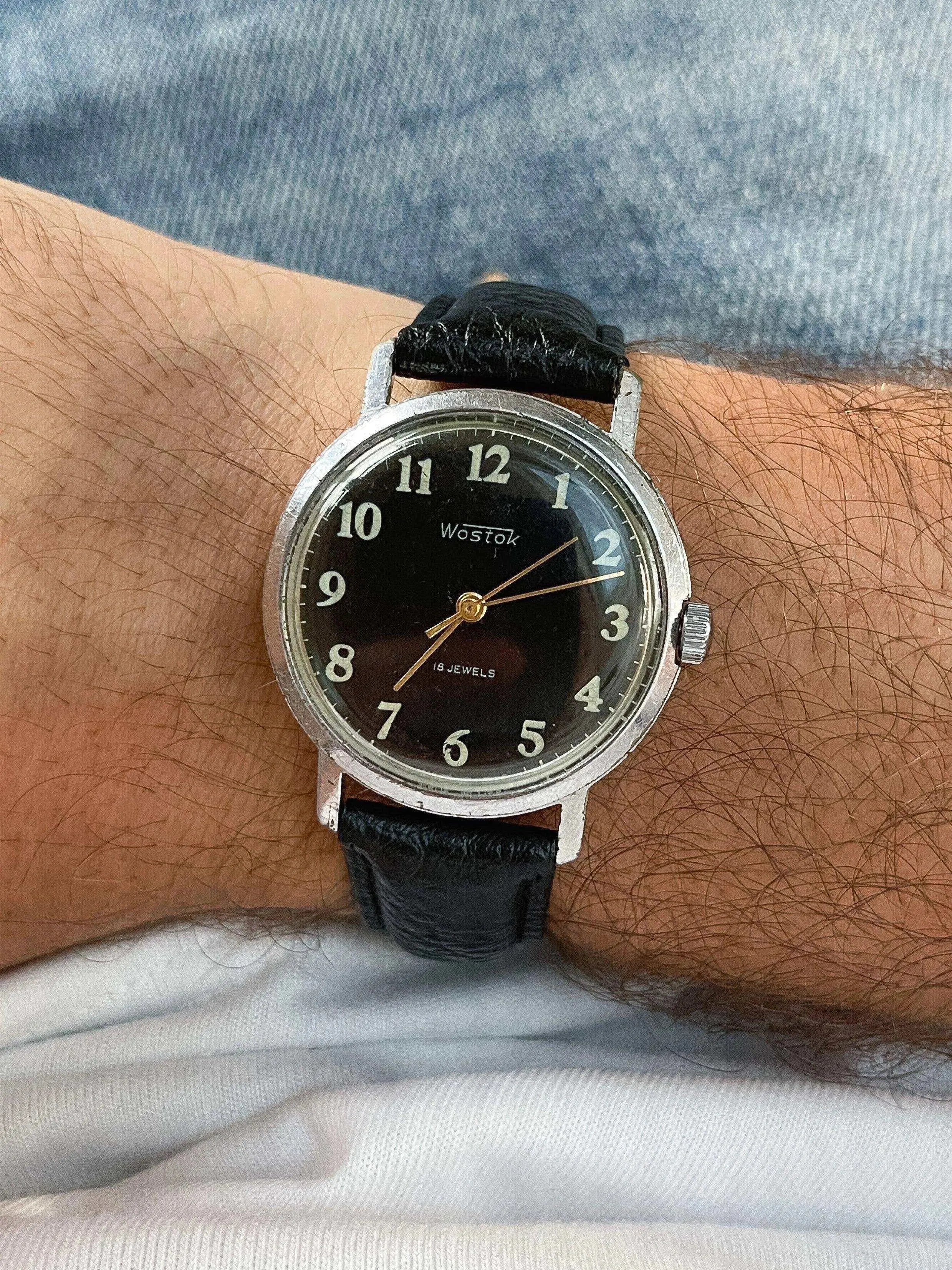 Vostok - Black Dial Arabic - 1960s - Atelier Victor Paris - Vintage Watch Shop Dubai