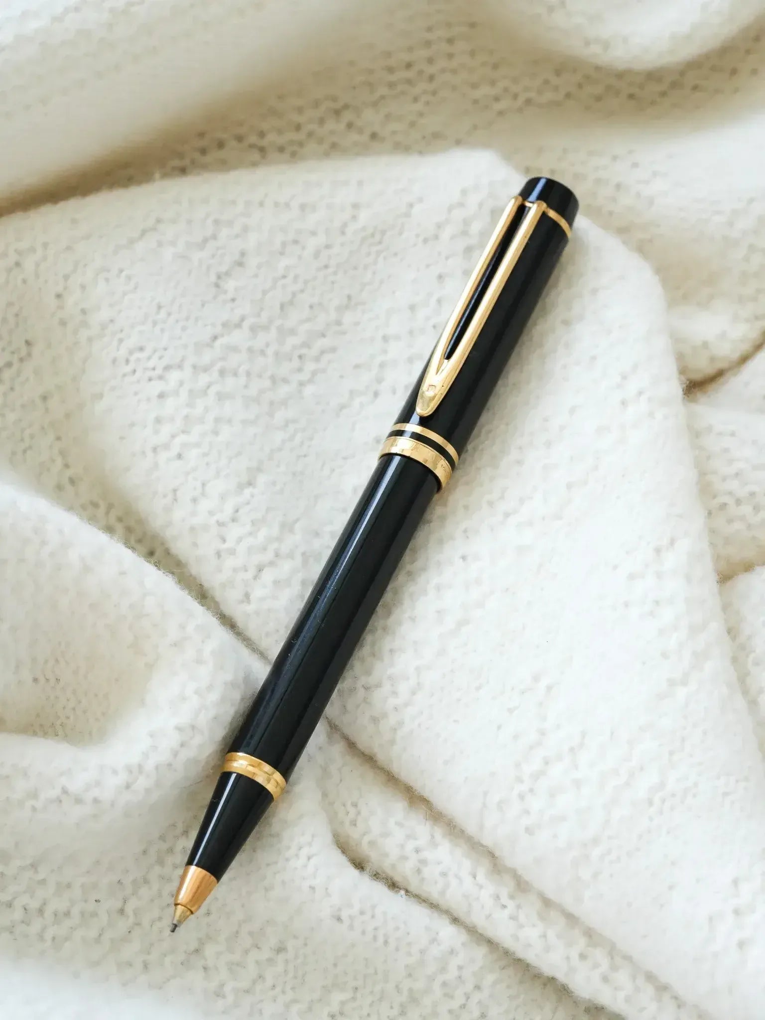 Stylo Plume Waterman Man 100 Idéal – Noir GT – Plume Or 18 Carats – NOS Jamais Servi