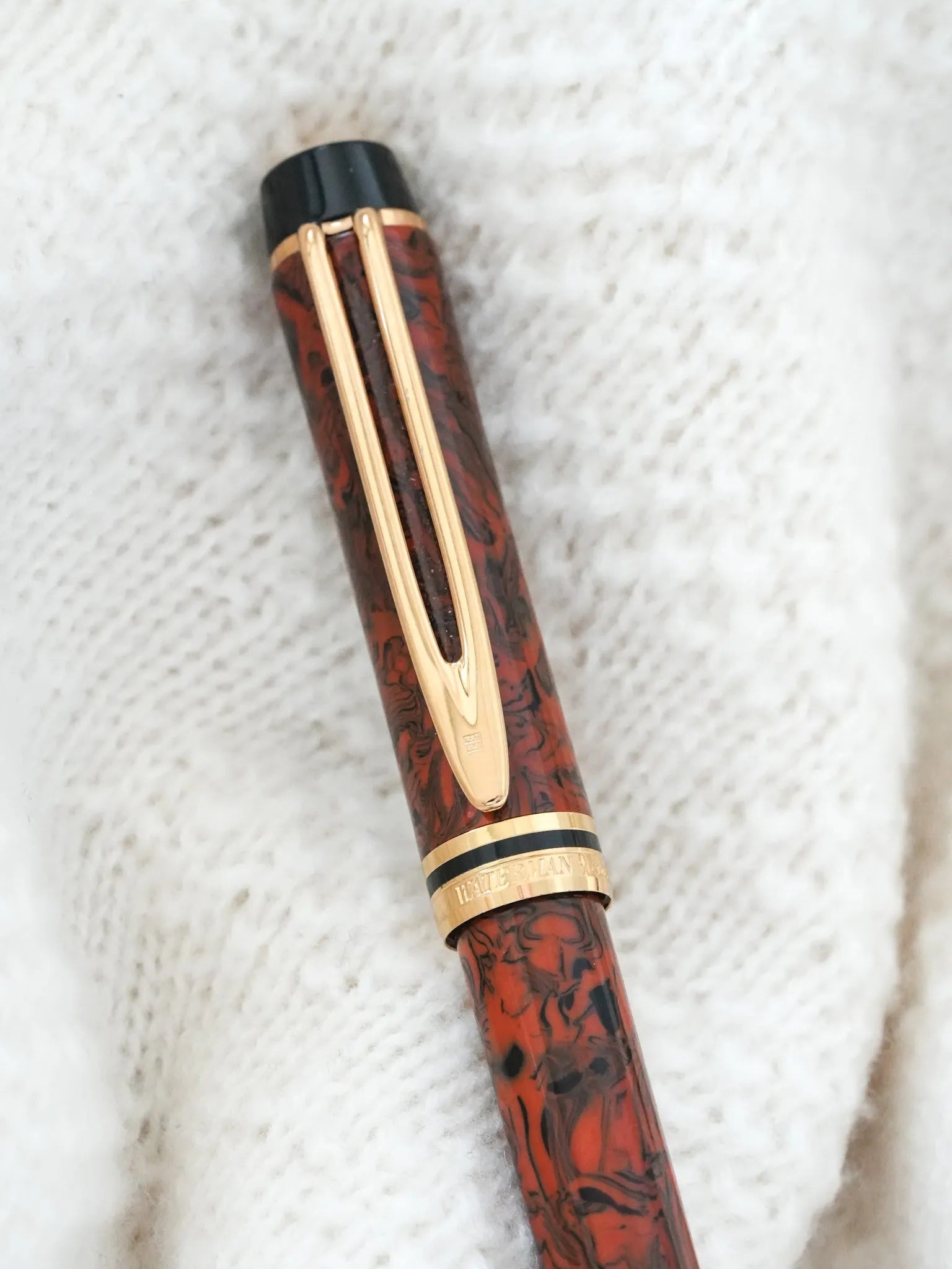 Waterman - Stylo à bille Man 200 Rhapsody Celluloïd Marron Marble - 1985 - Atelier Victor Paris - Vintage Watch Shop Dubai