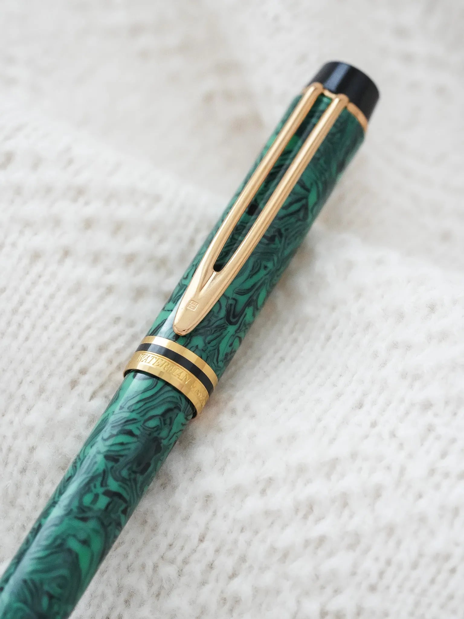 Waterman - Stylo bille Man 200 Rhapsody Celluloïd Vert marbre - 1985 - Atelier Victor - Vintage Watch Shop