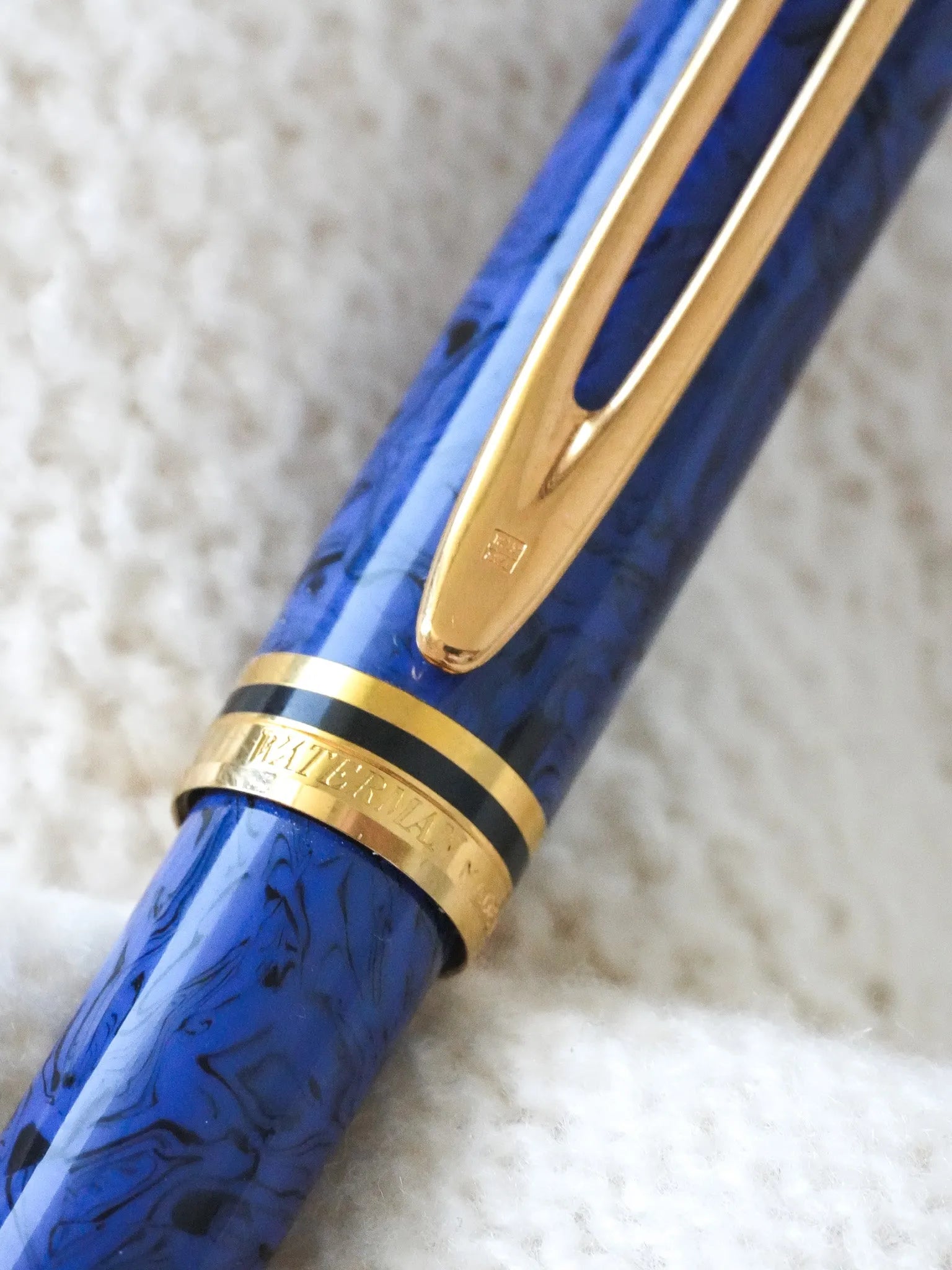 Waterman - Stylo mine Man 200 Rhapsody Celluloïd bleu marbre - 1985 - Atelier Victor - Vintage Watch Shop