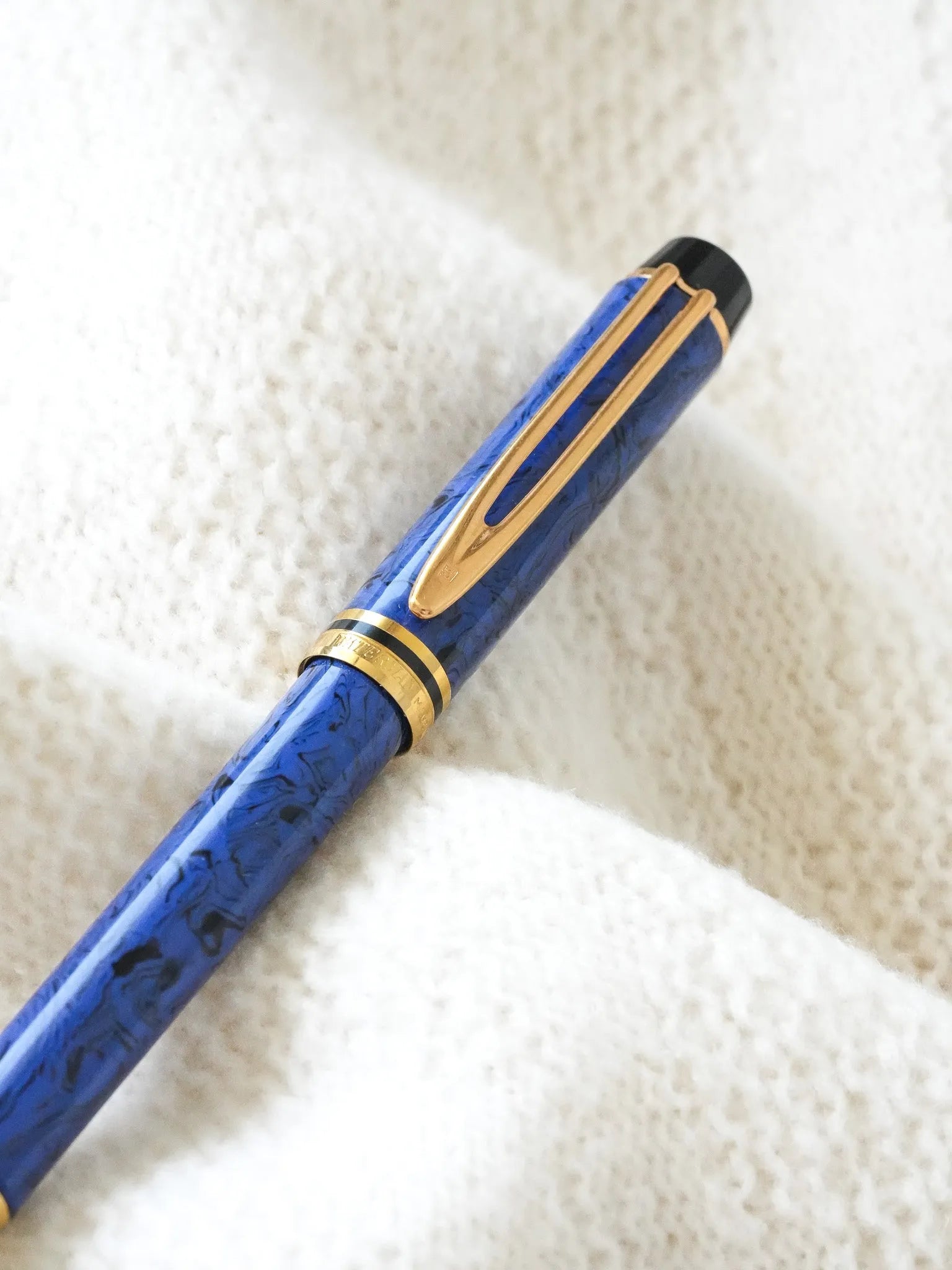 Waterman - Stylo mine Man 200 Rhapsody Celluloïd bleu marbre - 1985 - Atelier Victor - Vintage Watch Shop