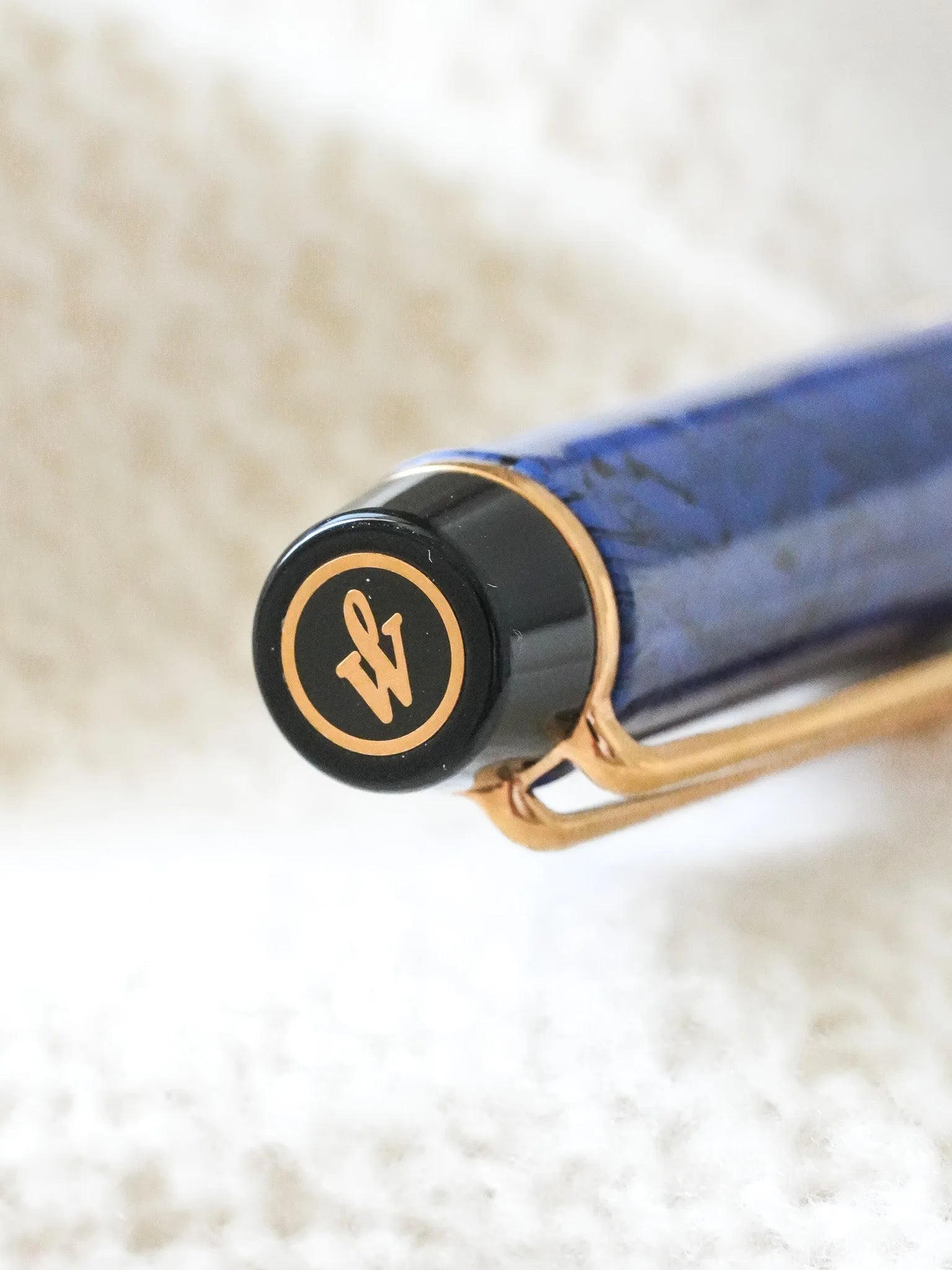 Waterman - Stylo mine Man 200 Rhapsody Celluloïd bleu marbre - 1985 - Atelier Victor - Vintage Watch Shop