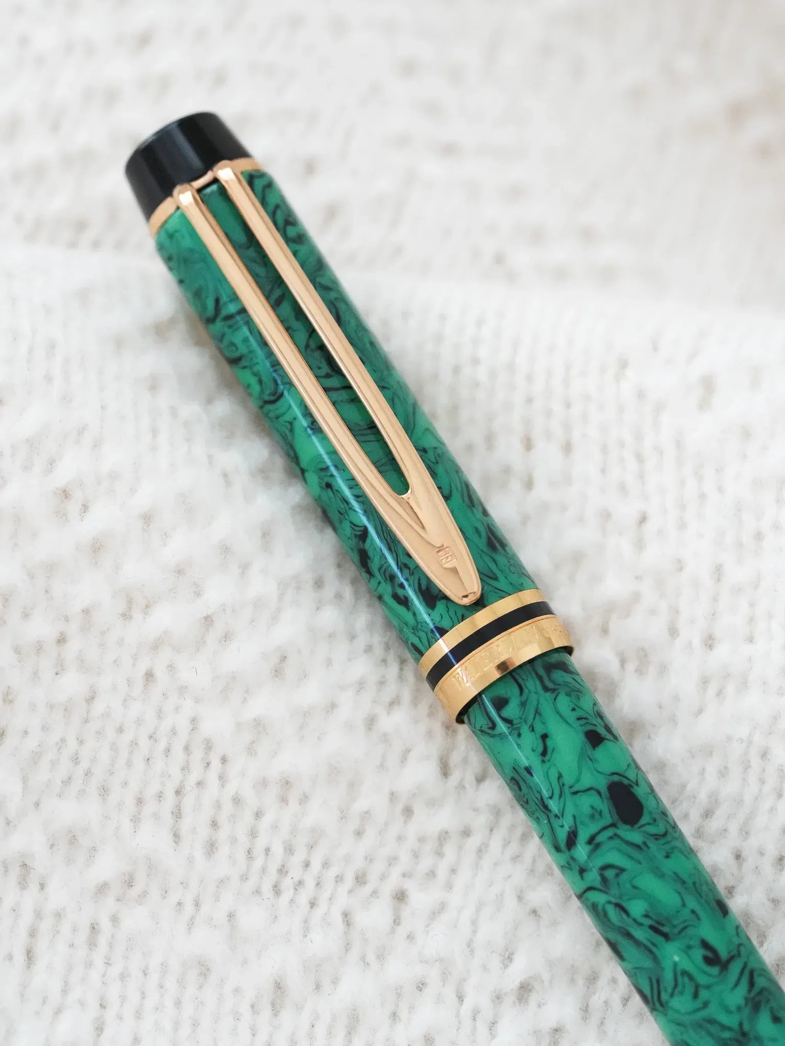 Waterman - Stylo mine Man 200 Rhapsody Celluloïd Vert marbre - 1985 - Atelier Victor