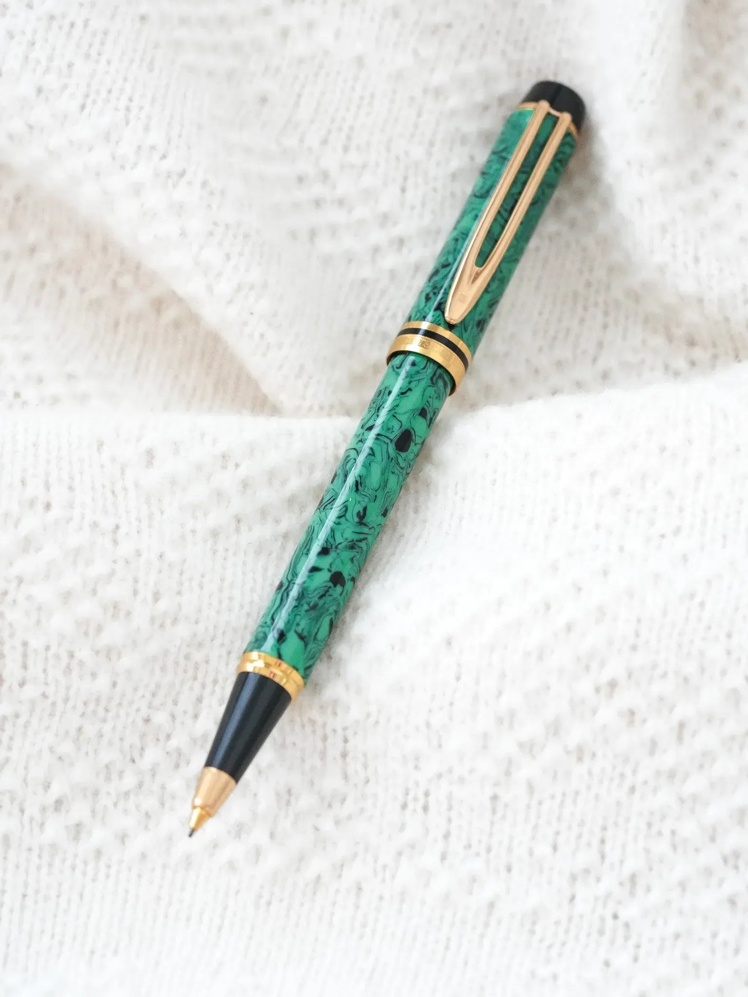 Waterman - Stylo mine Man 200 Rhapsody Celluloïd Vert marbre - 1985 - Atelier Victor