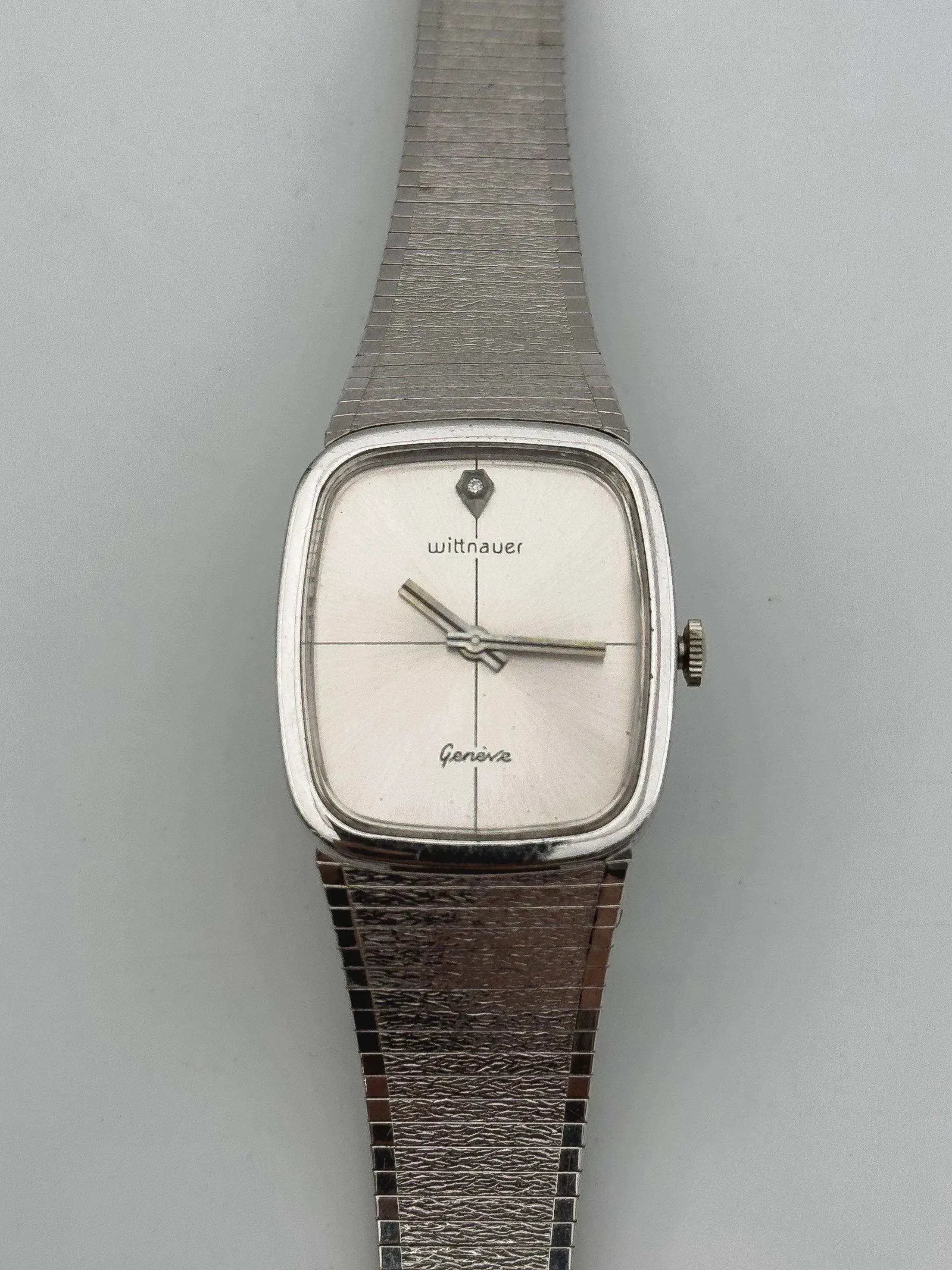 Wittnauer by Longines - Bracelet intégré Plaqué or blanc - 1970s - Atelier Victor