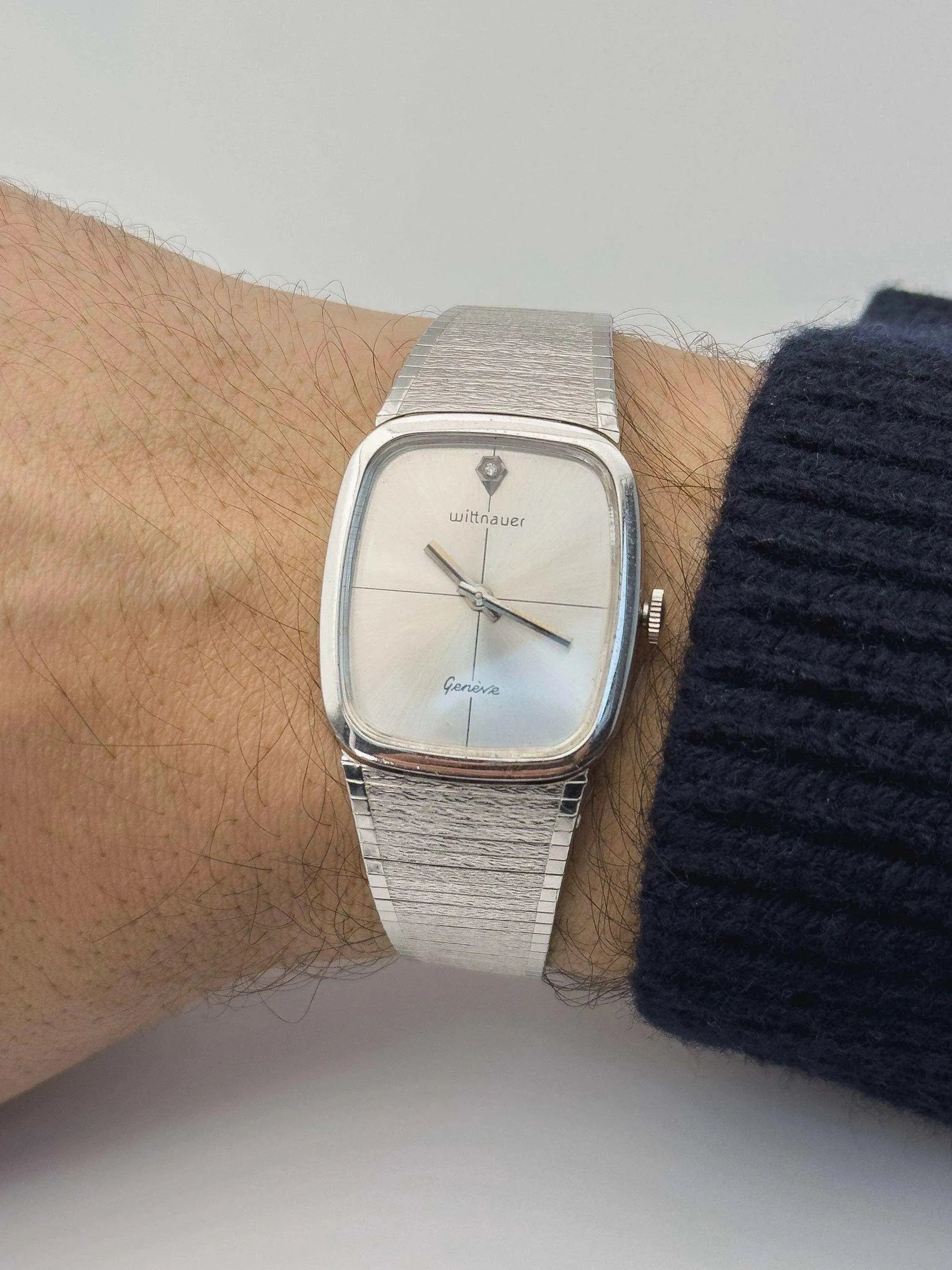 Wittnauer by Longines - Bracelet intégré Plaqué or blanc - 1970s - Atelier Victor Paris - Vintage Watch Shop Dubai