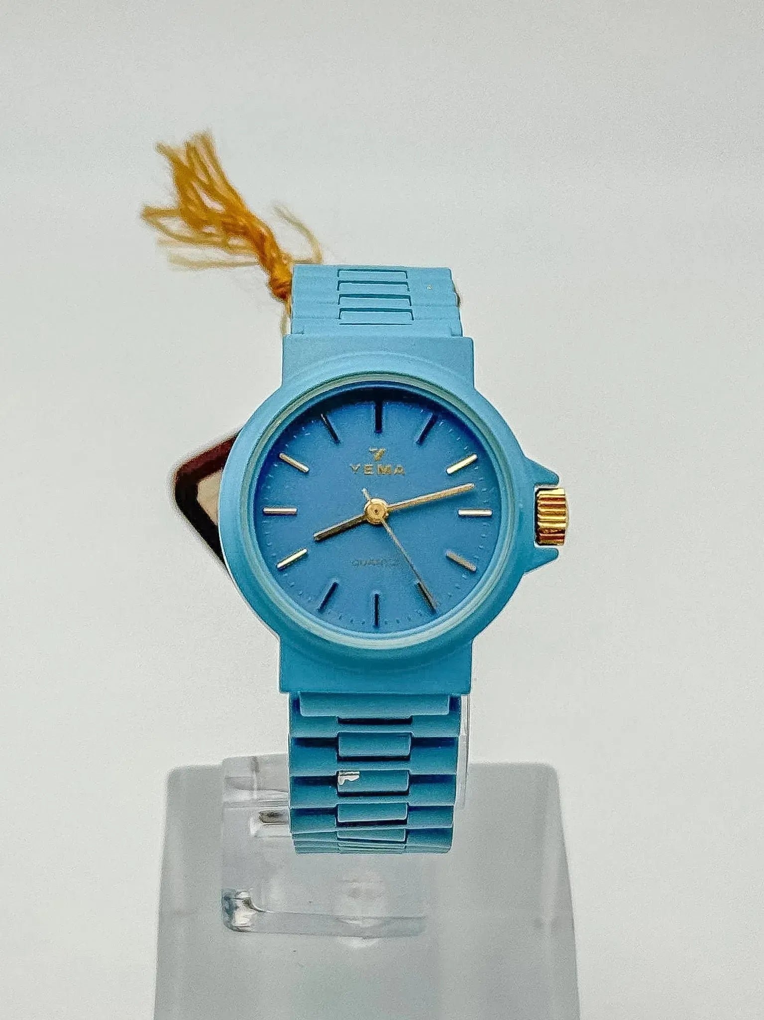 Yema - Bleu ciel couronne dorée - NOS - 1990s - Atelier Victor