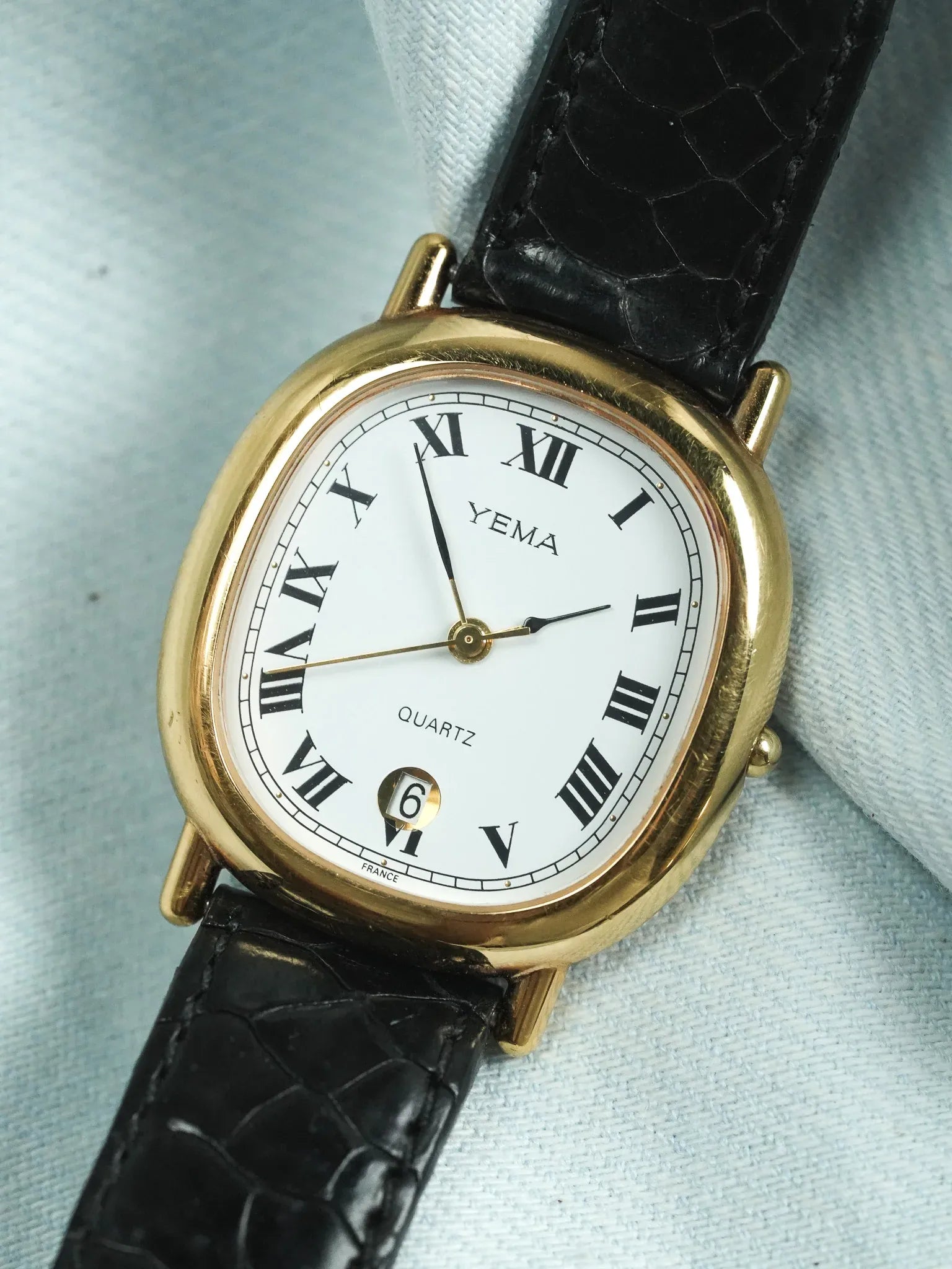 Yema - Elipse Date 6h Cadran blanc - 1990s - Atelier Victor