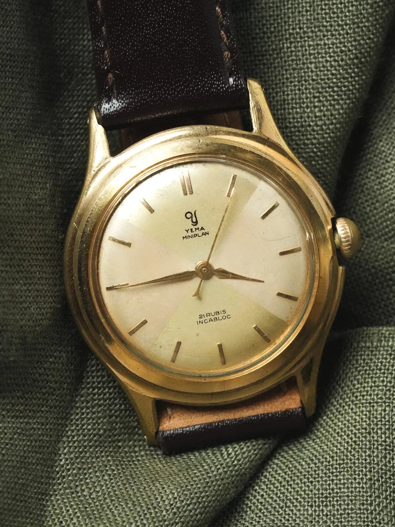 Yema - Miniplan Cadran bi-tons Plaqué Or - 1970s - Atelier Victor