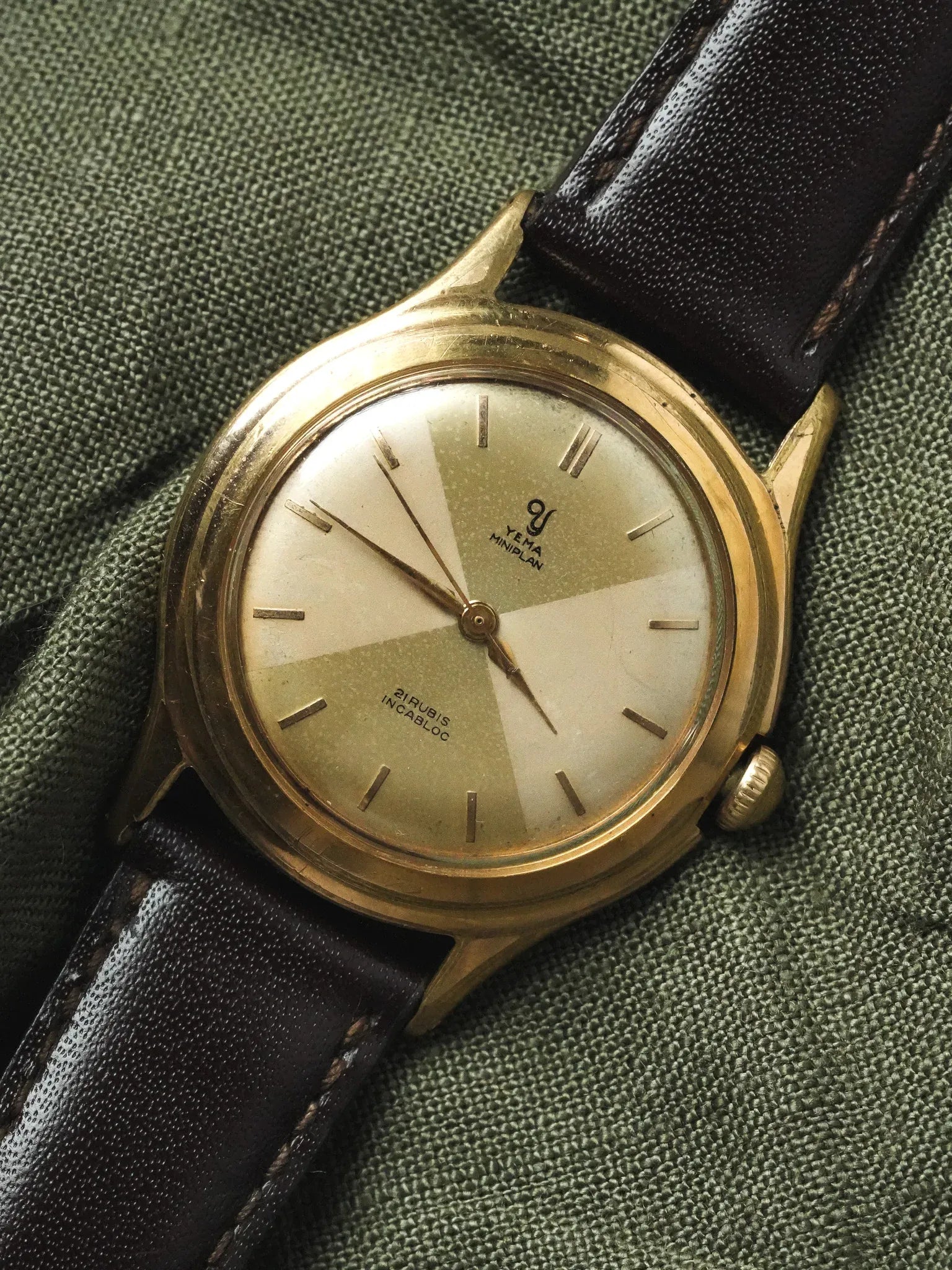 Yema - Miniplan Cadran bi-tons Plaqué Or - 1970s - Atelier Victor