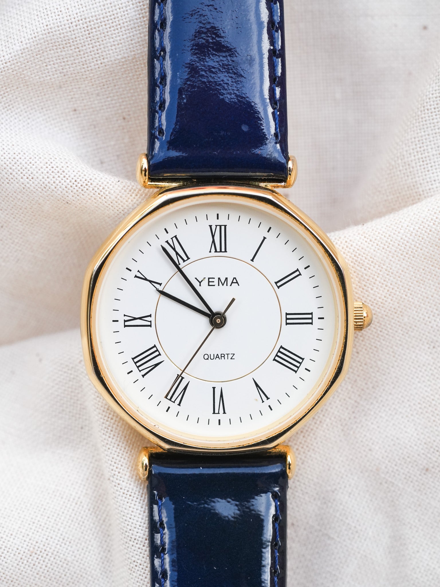 Yema - Octogonale Romain Blanc Plaqué or - 1990s - Atelier Victor - Vintage Watch Shop