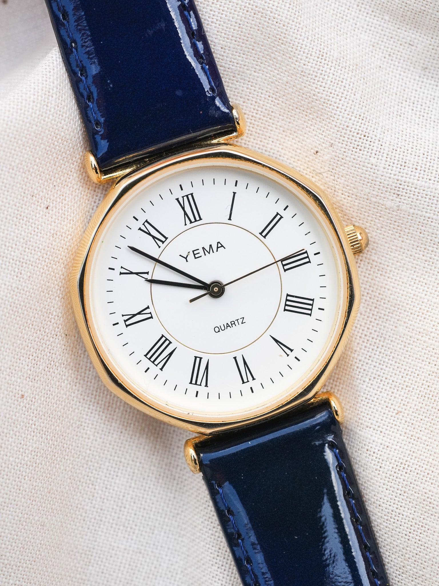 Yema - Octogonale Romain Blanc Plaqué or - 1990s - Atelier Victor - Vintage Watch Shop