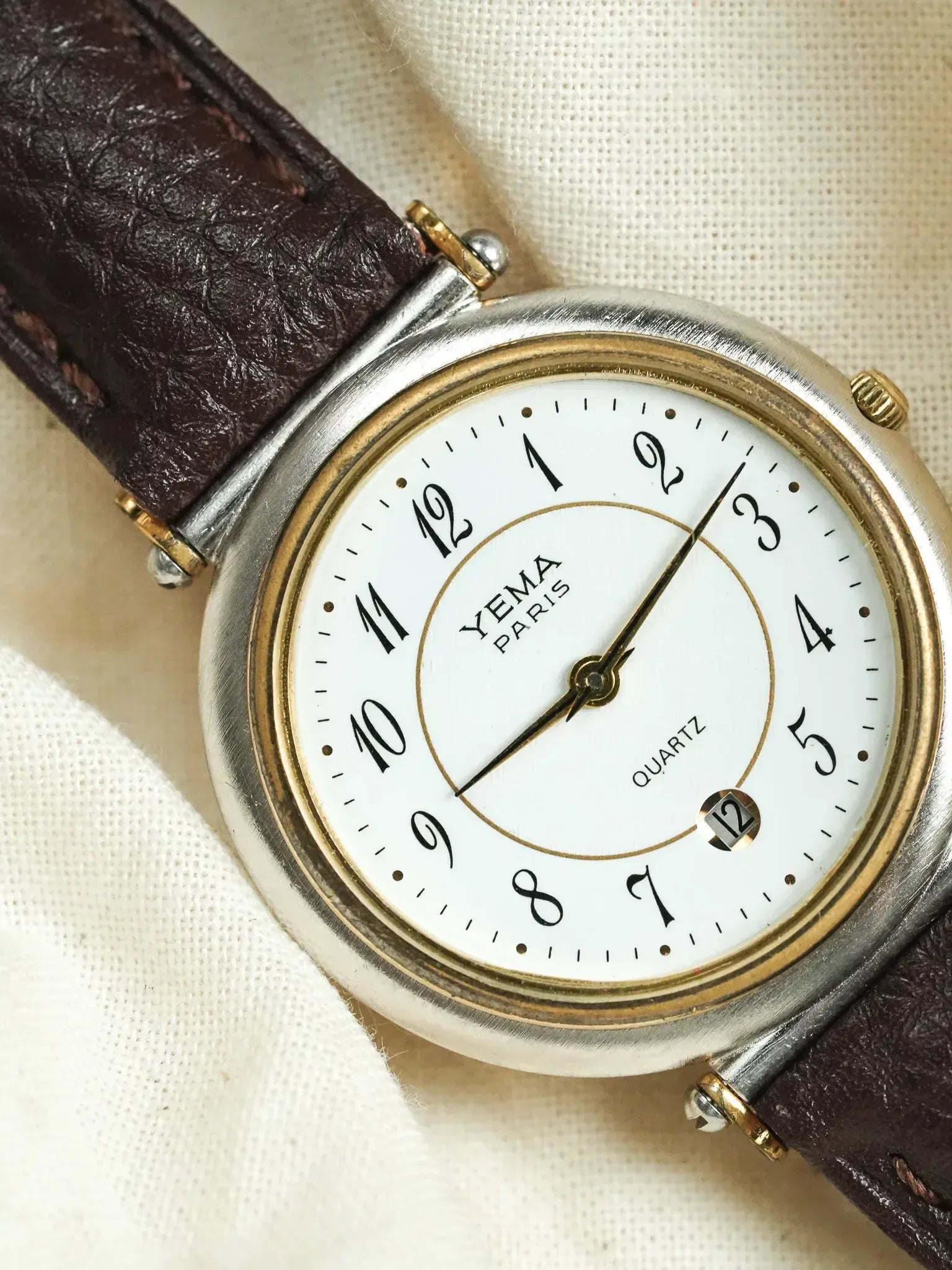 Bracelet De Montre Ancien YEMA Paris - Cuir Véritable Vert - 14 Mm - Neuf
