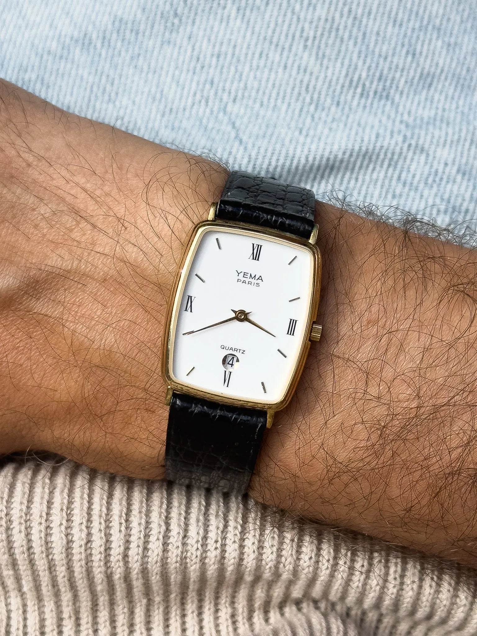 Yema - Paris Tonneau Date 6H Or Cadran blanc Quartz - 1990s - Atelier Victor