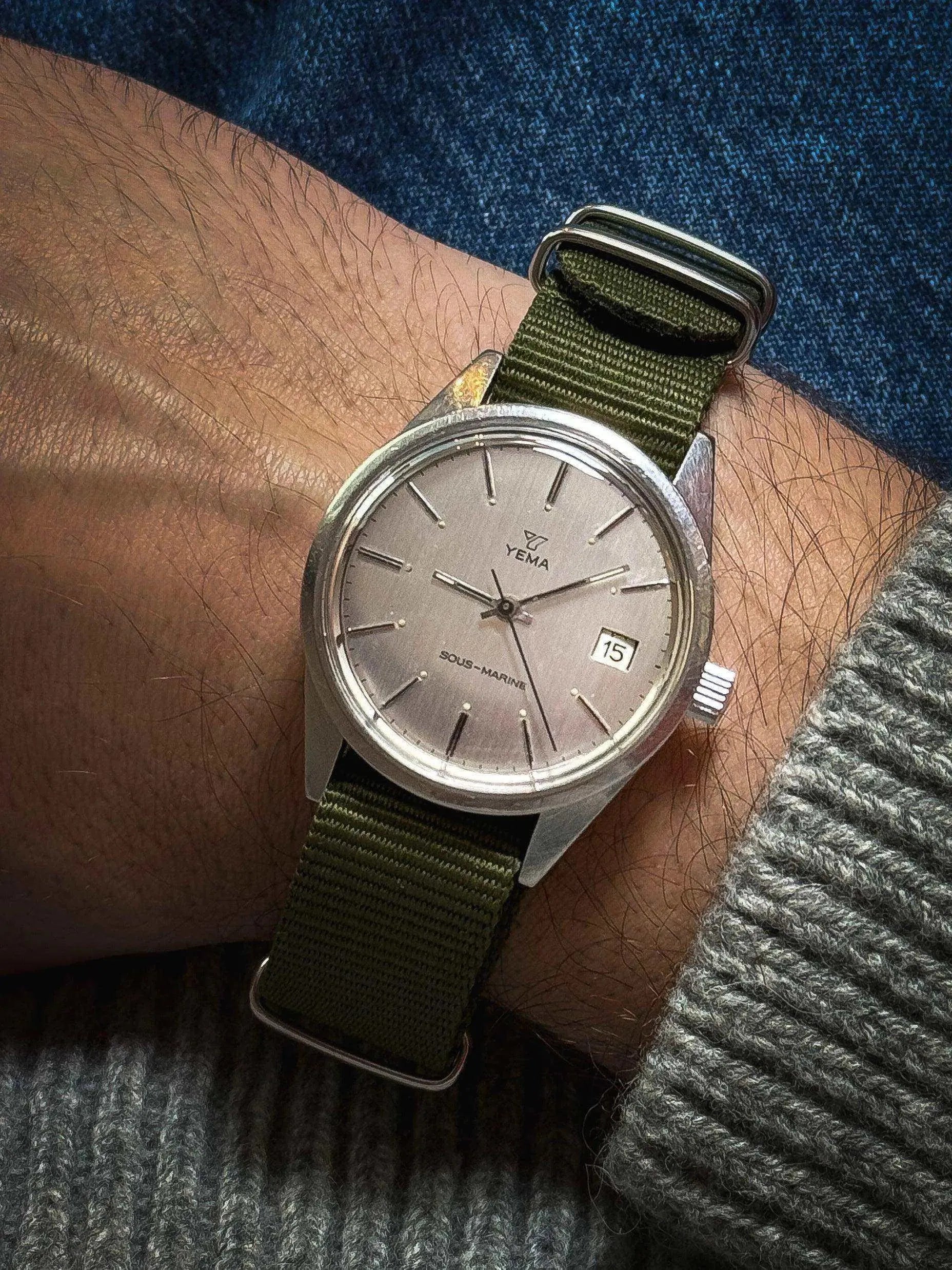 Yema - Sous Marine Date Nato Vert - 1980s - Atelier Victor Paris - Vintage Watch Shop Dubai