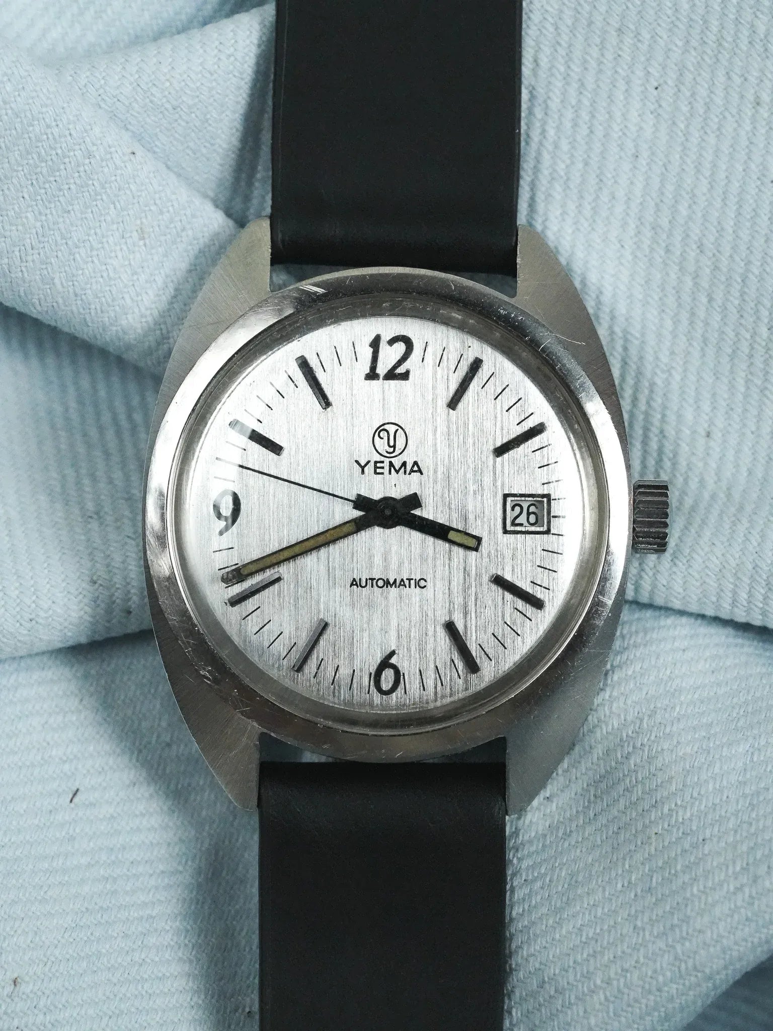 Yema - Sous-Marine Tonneau Acier Brossé Index Batôns - 1960s - Atelier Victor - Vintage  Shop