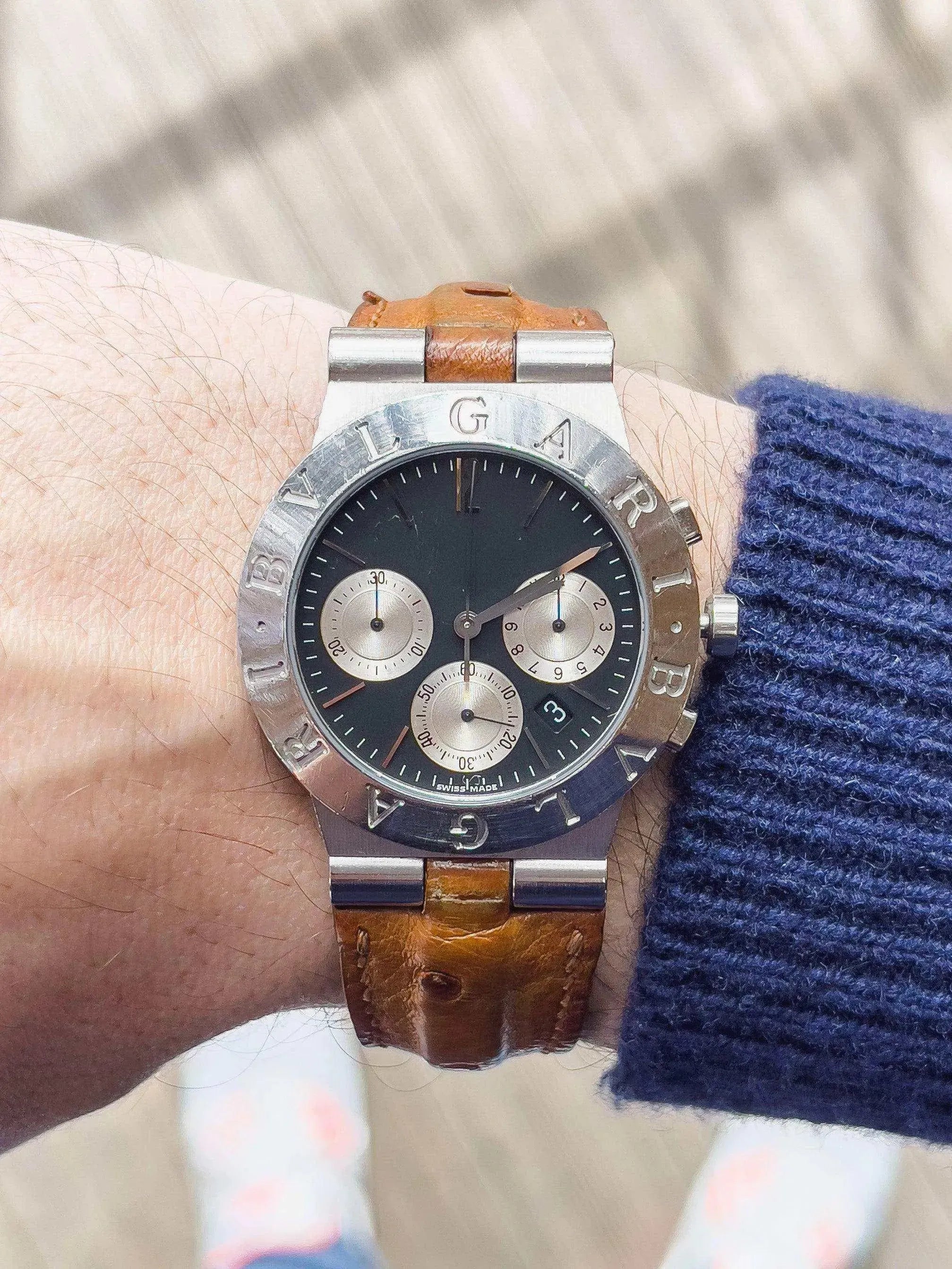 Bvlgari - Diagono Chronograph Brown Leather - 1990s - Atelier Victor