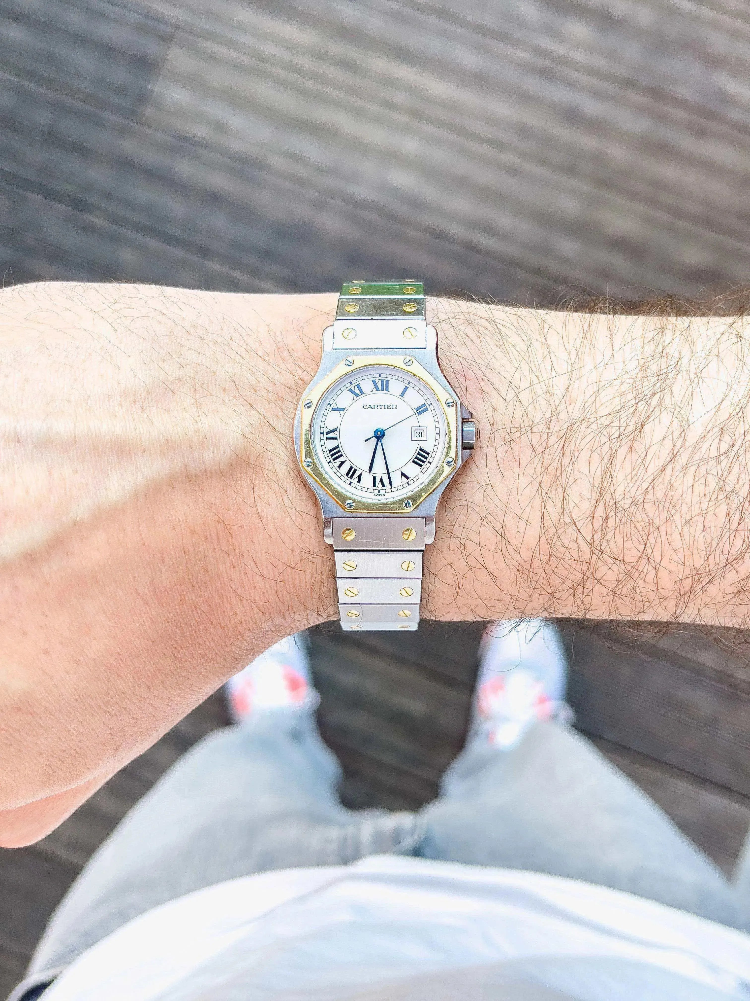 Cartier - Santos Octogonale 30mm auto acier or - 1980s - Atelier Victor