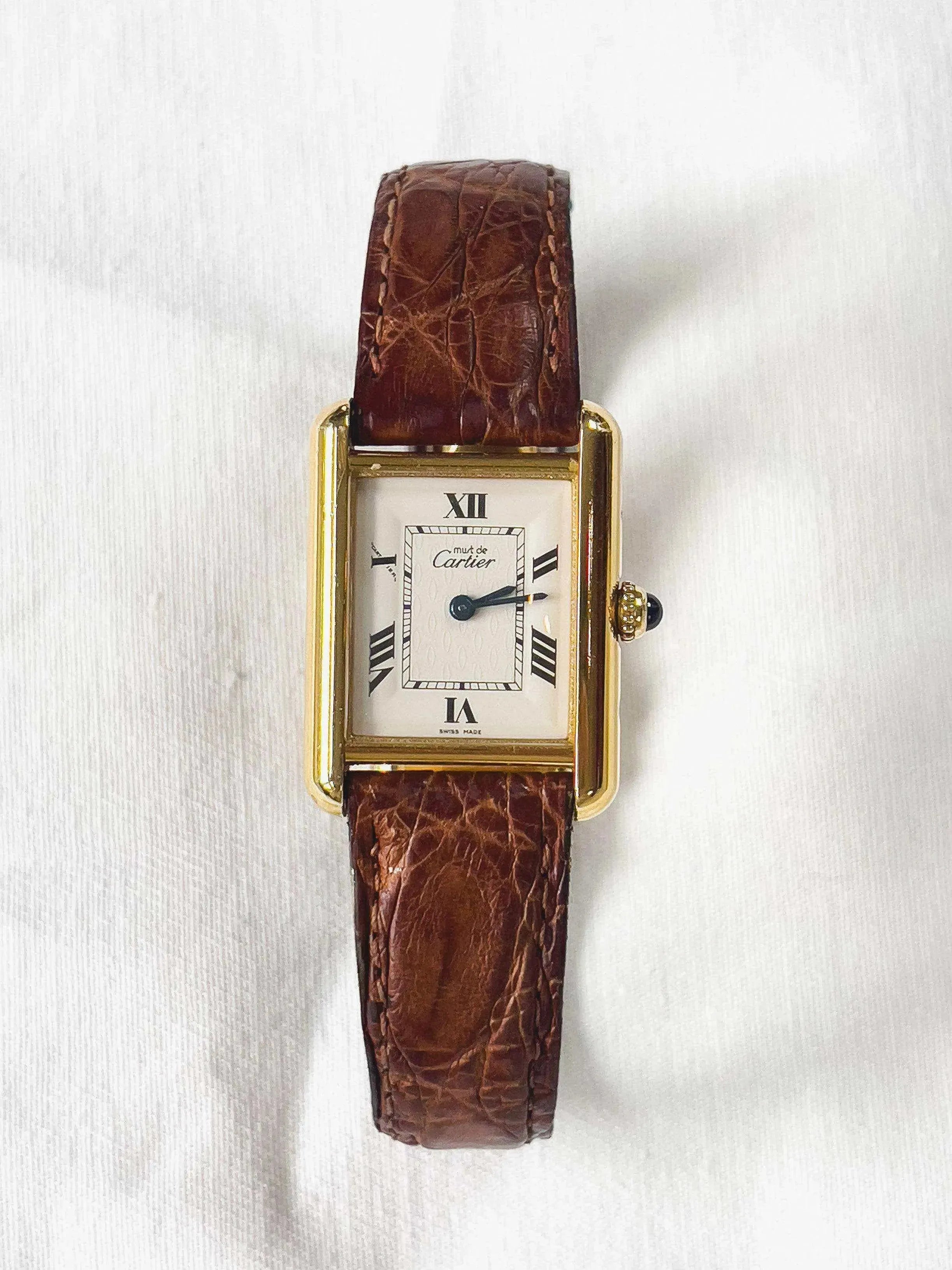 Cartier - Tank Must Vermeil Boucle Déployante - boite - 1990s - Atelier Victor Paris - Vintage Watch Shop Dubai